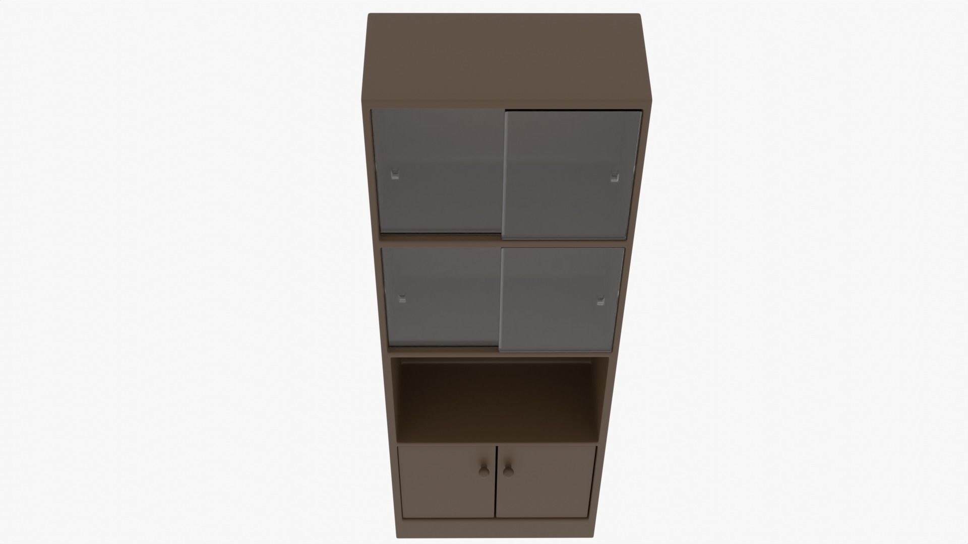 Bookshelf bookcase with glass doors Low-poly 3D model_6