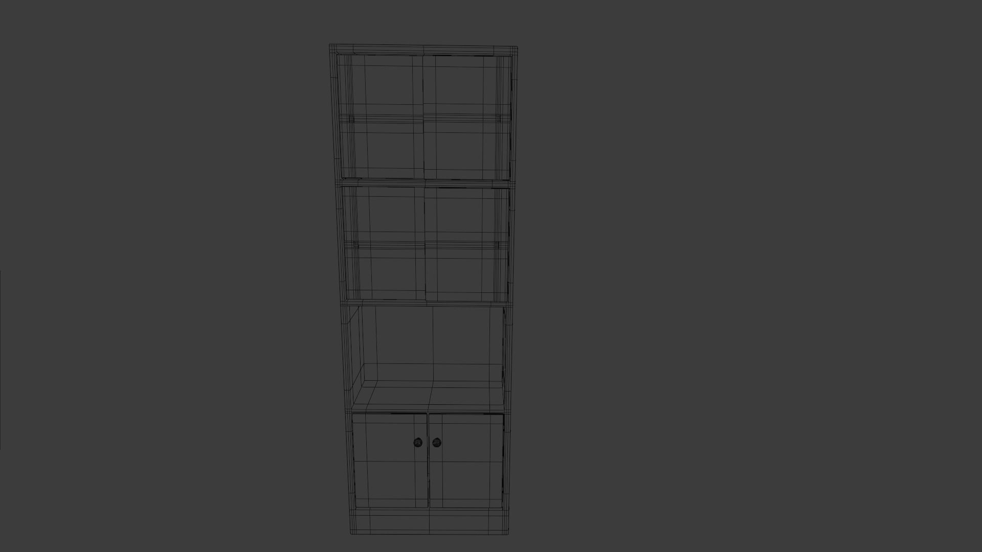 Bookshelf bookcase with glass doors Low-poly 3D model_7