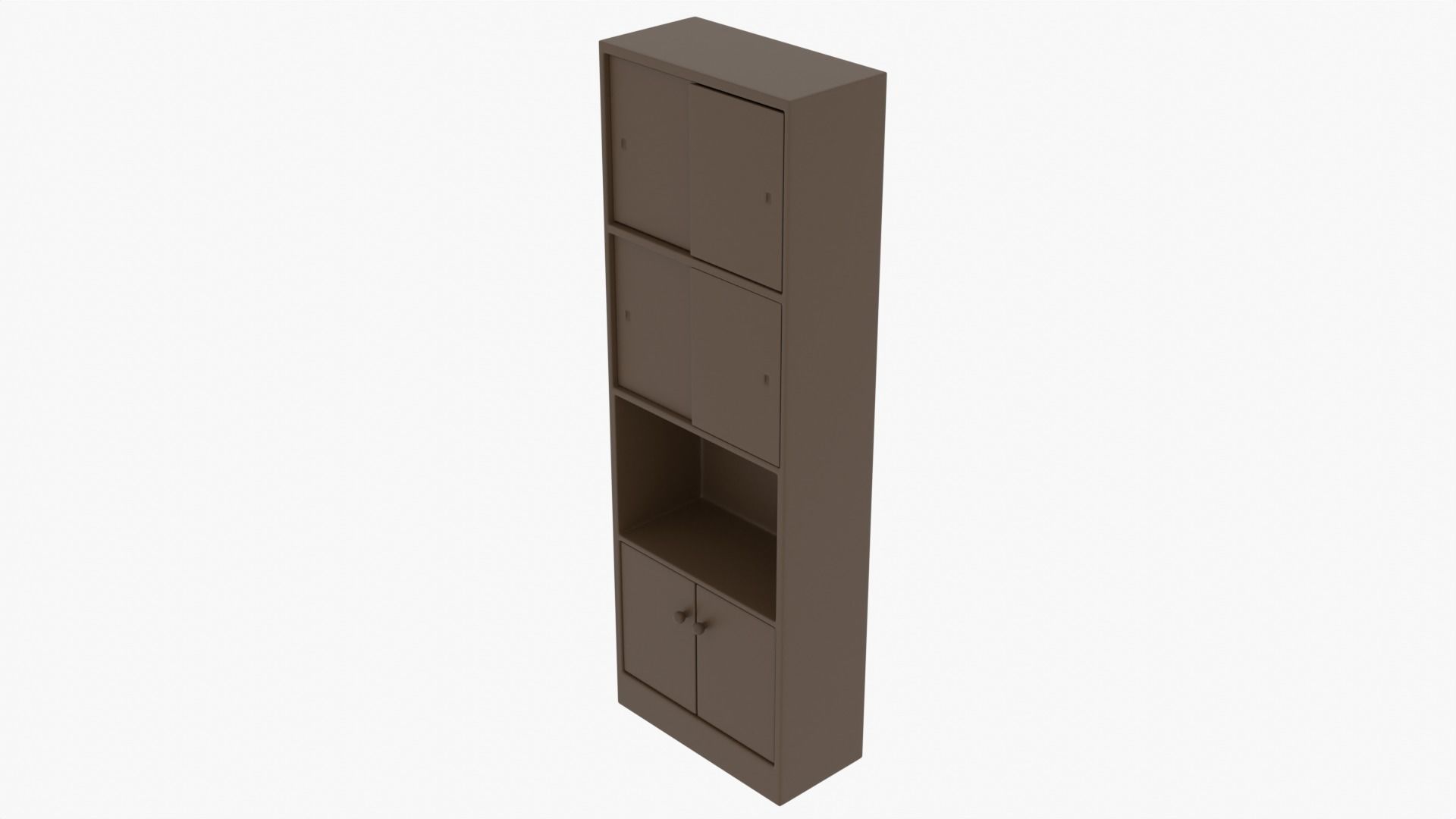 Bookshelf bookcase with glass doors Low-poly 3D model_2