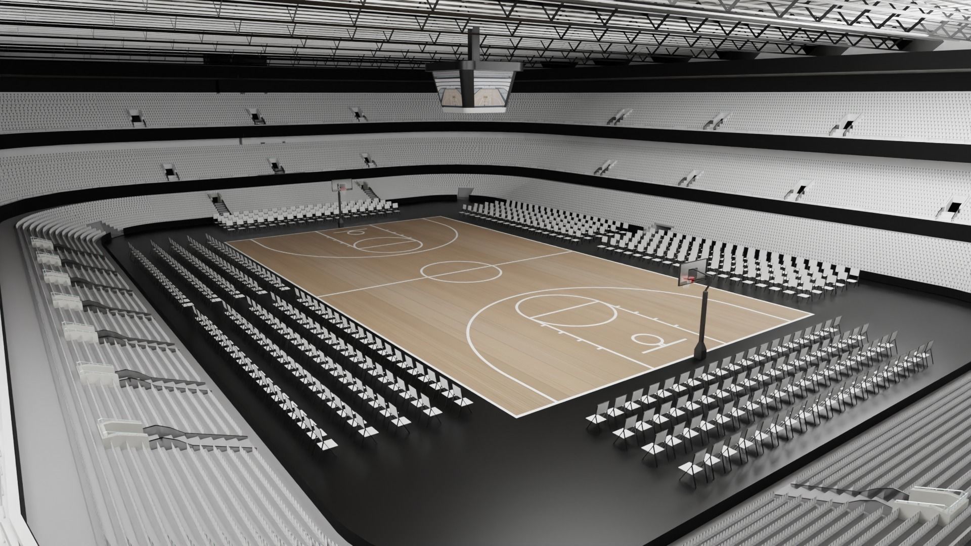 Basketball Stadium Low-poly 3D model_3