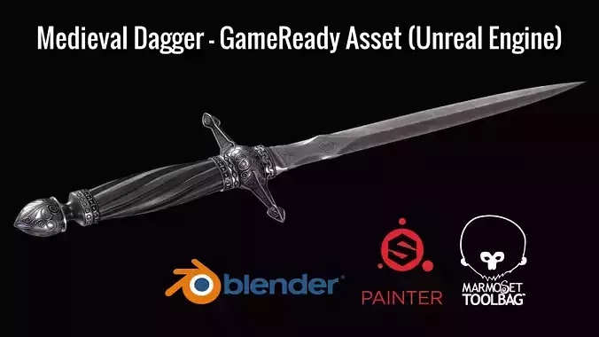Medieval Dagger - GameReady Model - Unreal Engine Low-poly 3D model
