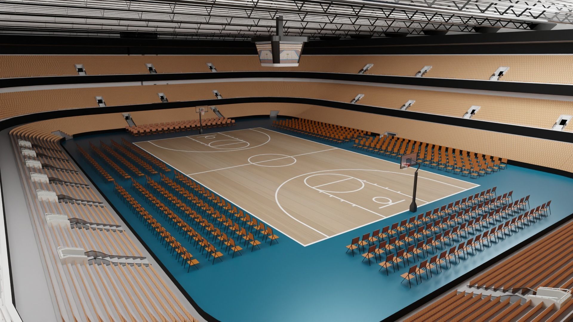 Basketball Stadium Low-poly 3D model_3