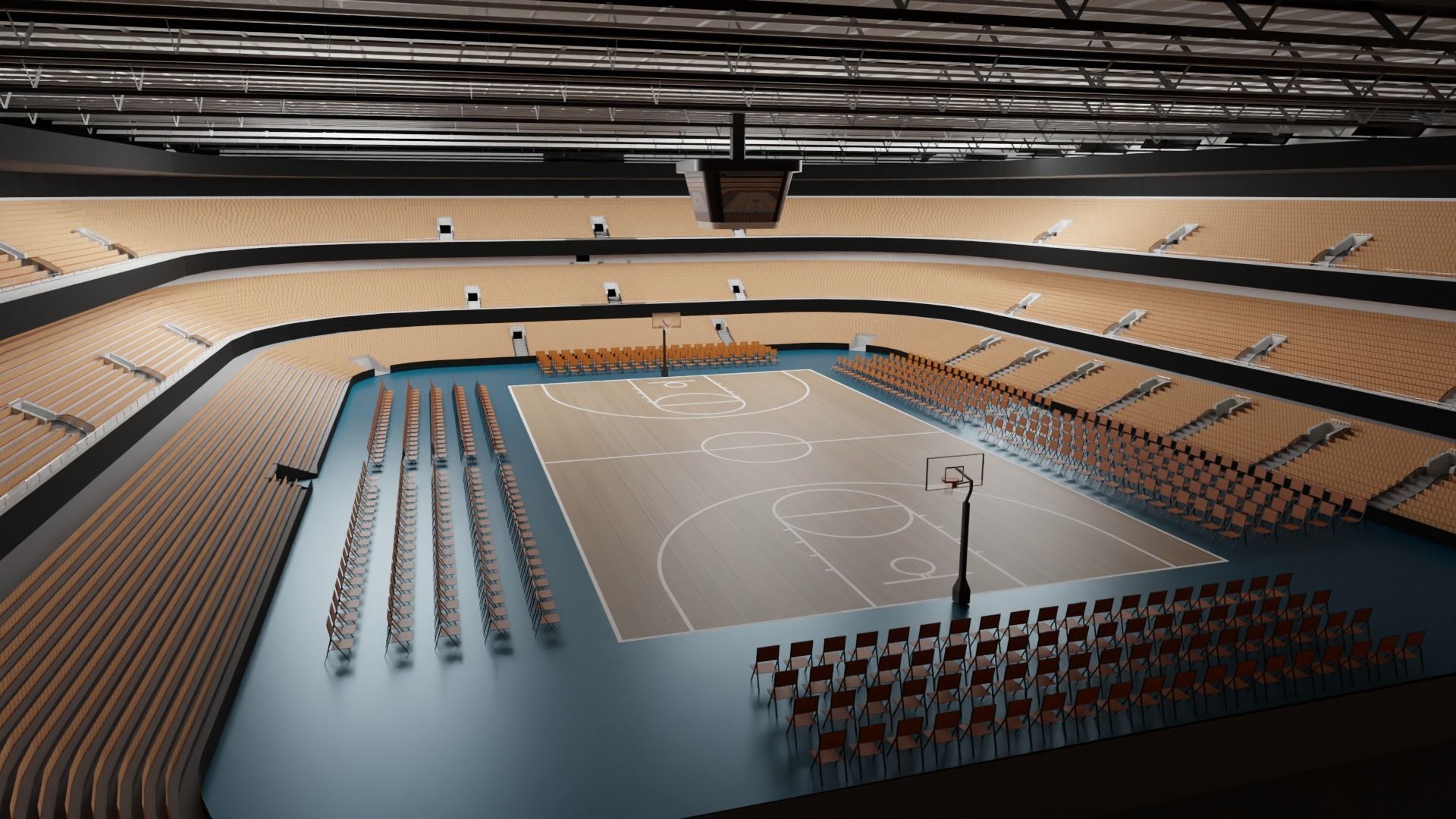 Basketball Stadium Low-poly 3D model_1