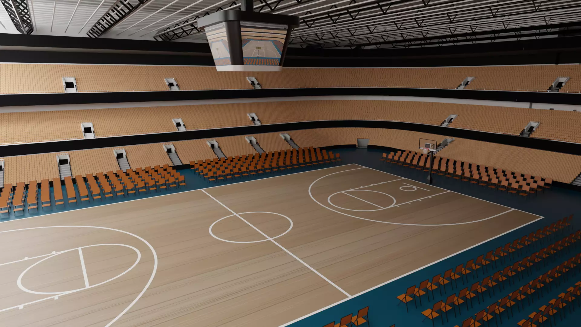 Basketball Stadium Low-poly 3D model_0