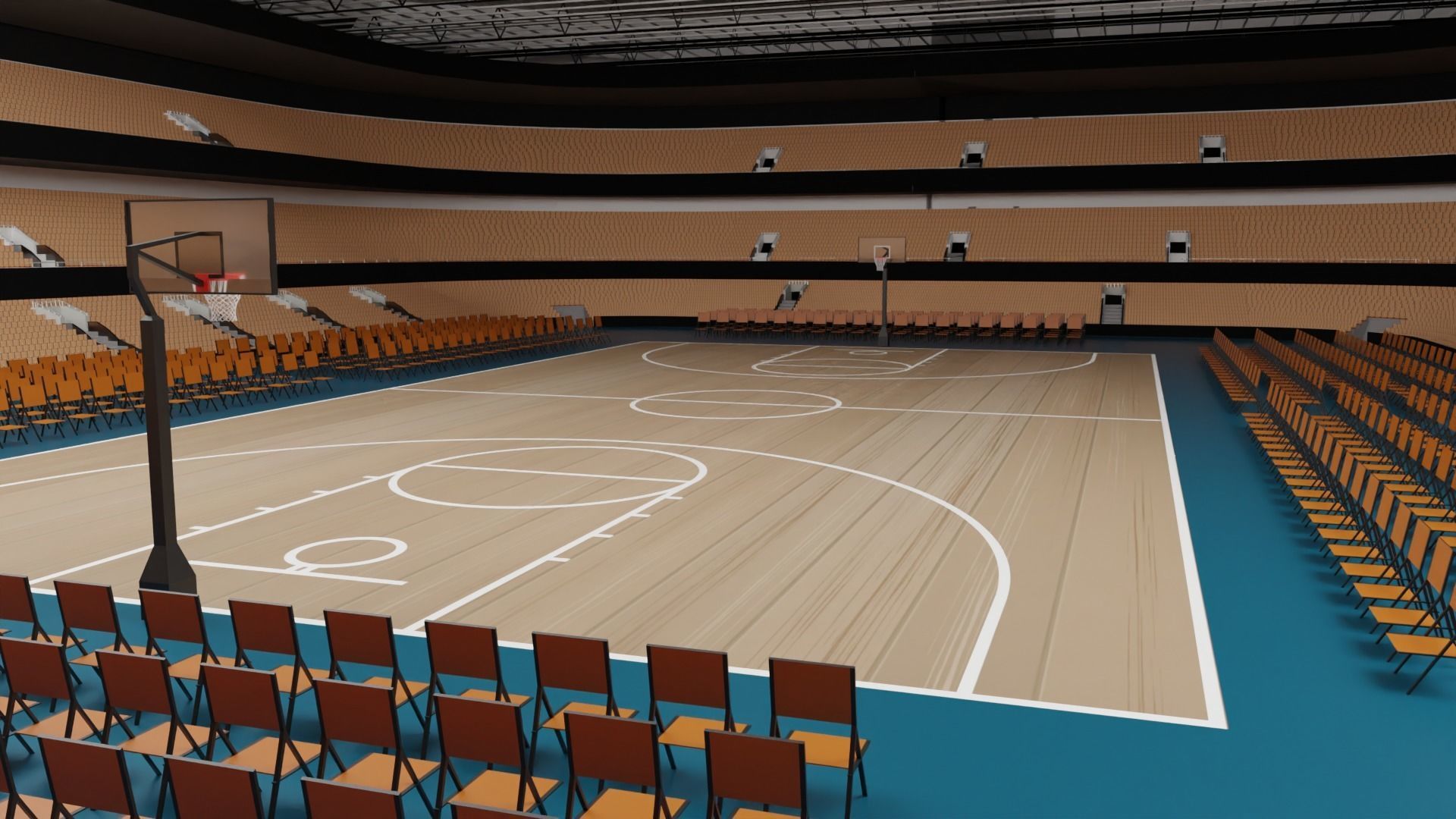 Basketball Stadium Low-poly 3D model_2
