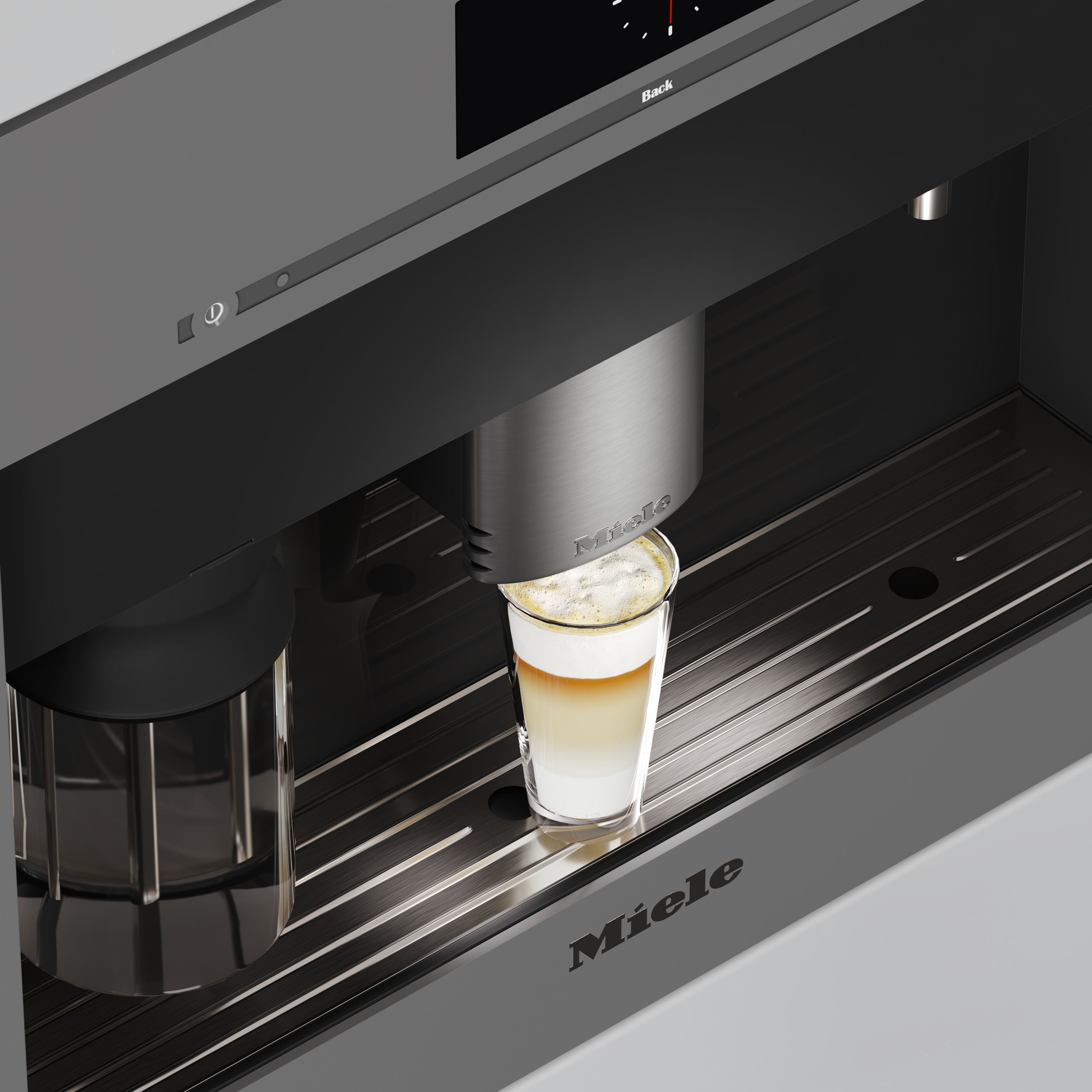 Miele Coffee Maker with a glass of Cappuccino 3D model_12