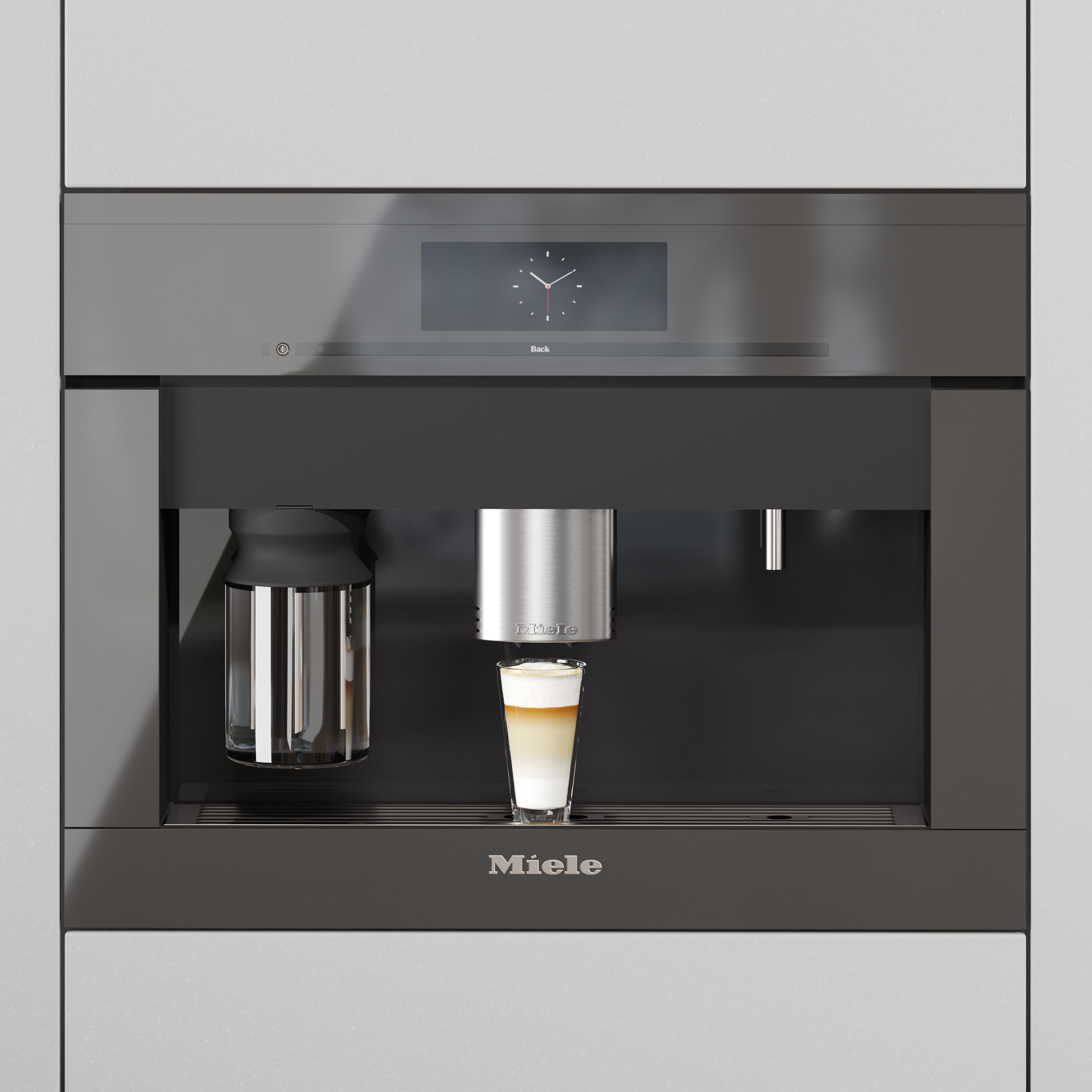 Miele Coffee Maker with a glass of Cappuccino 3D model_10