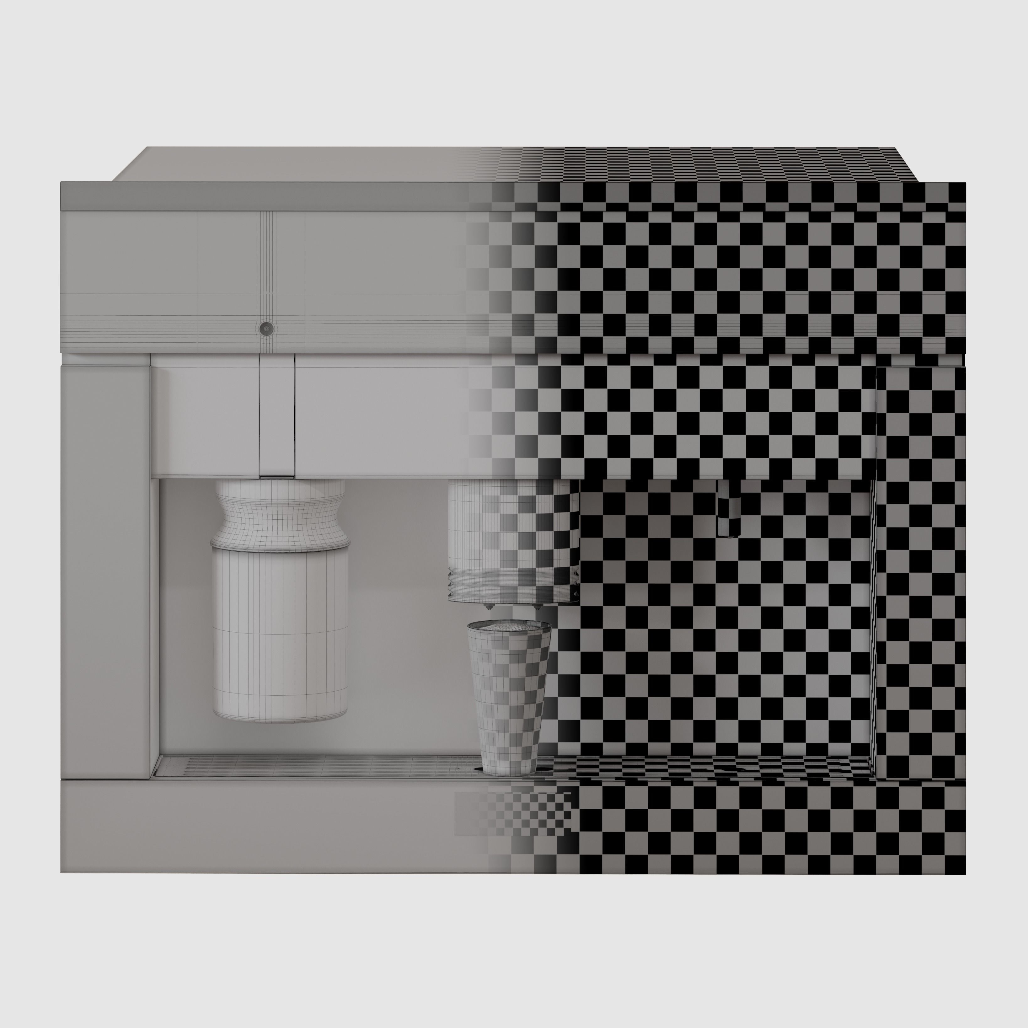 Miele Coffee Maker with a glass of Cappuccino 3D model_7