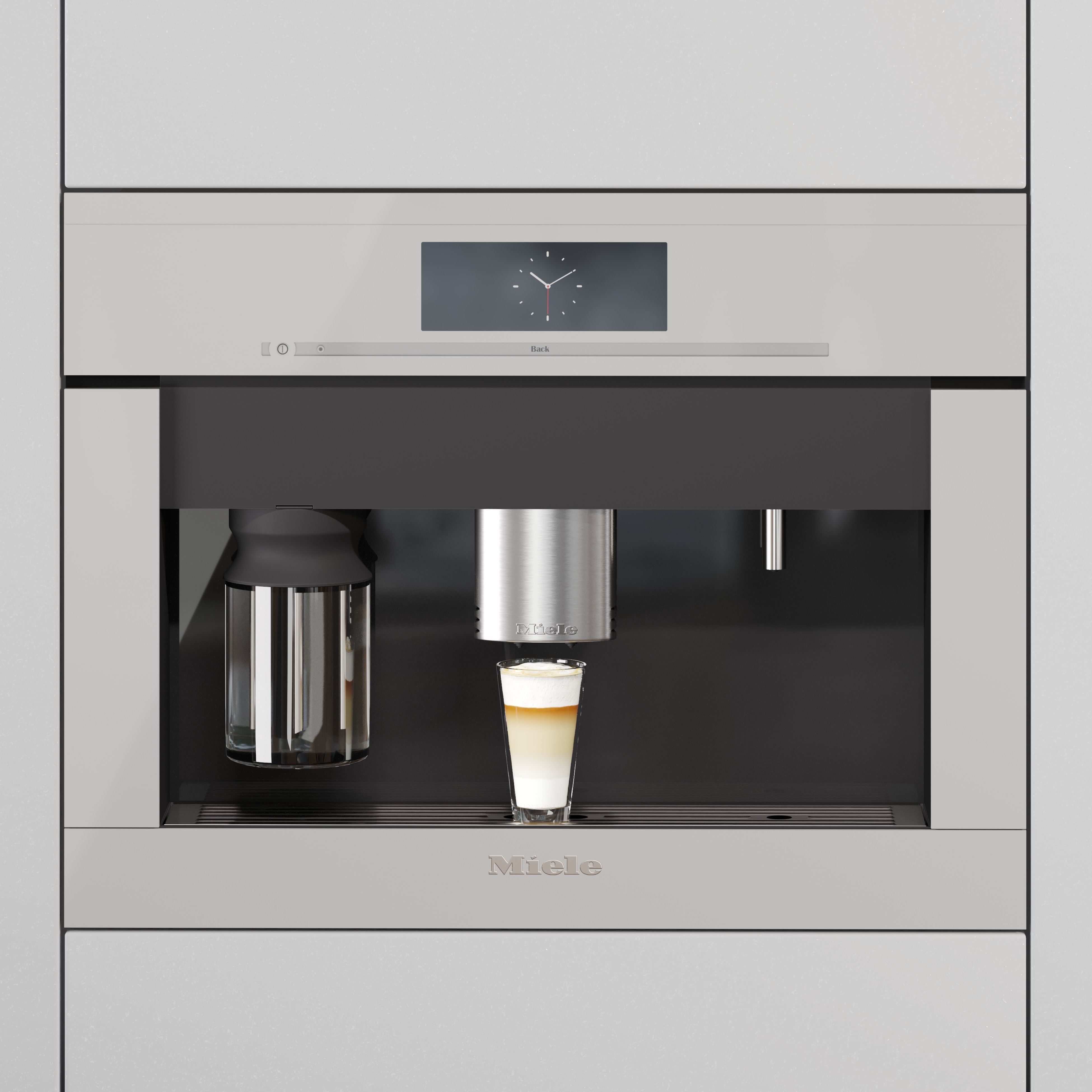 Miele Coffee Maker with a glass of Cappuccino 3D model_13