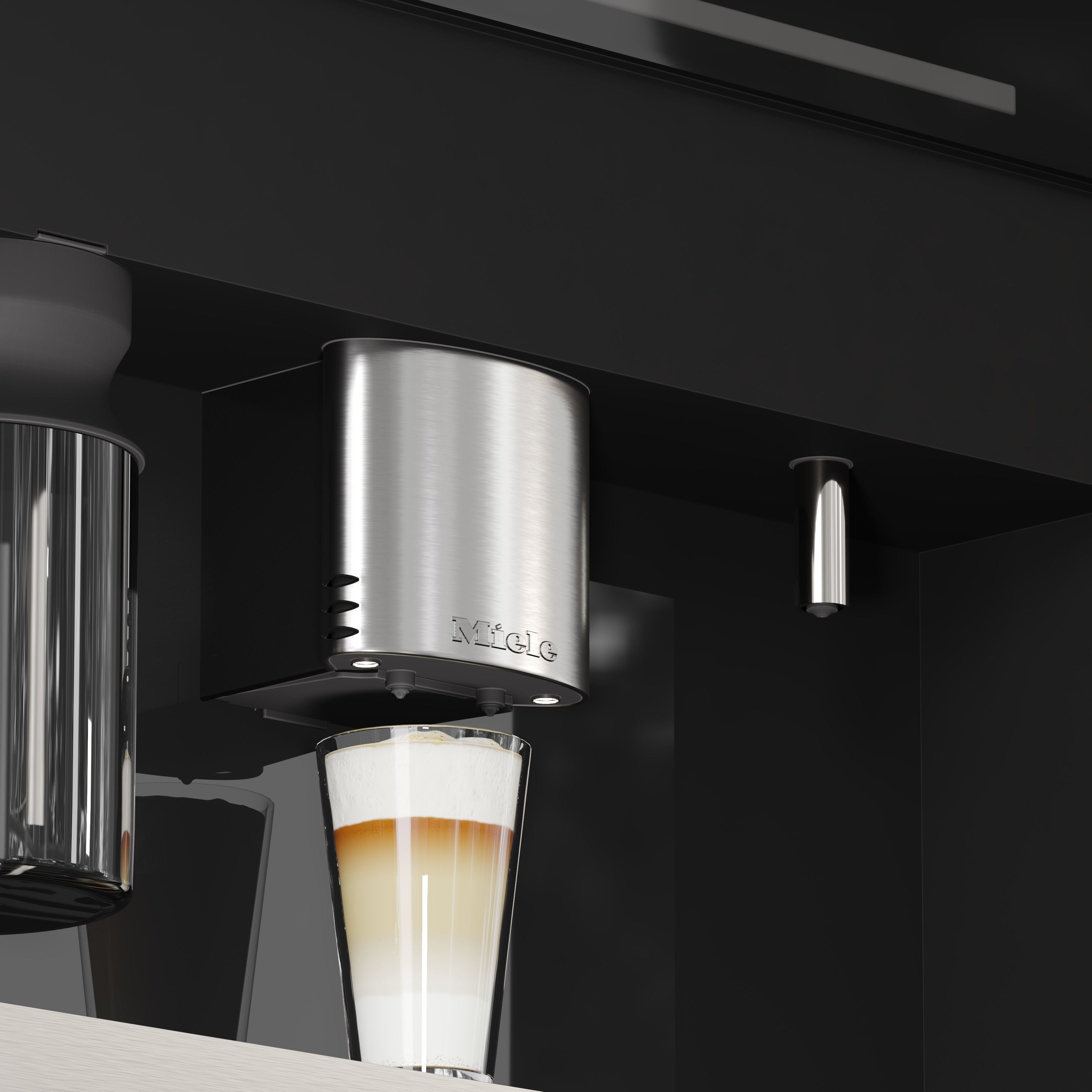 Miele Coffee Maker with a glass of Cappuccino 3D model_1