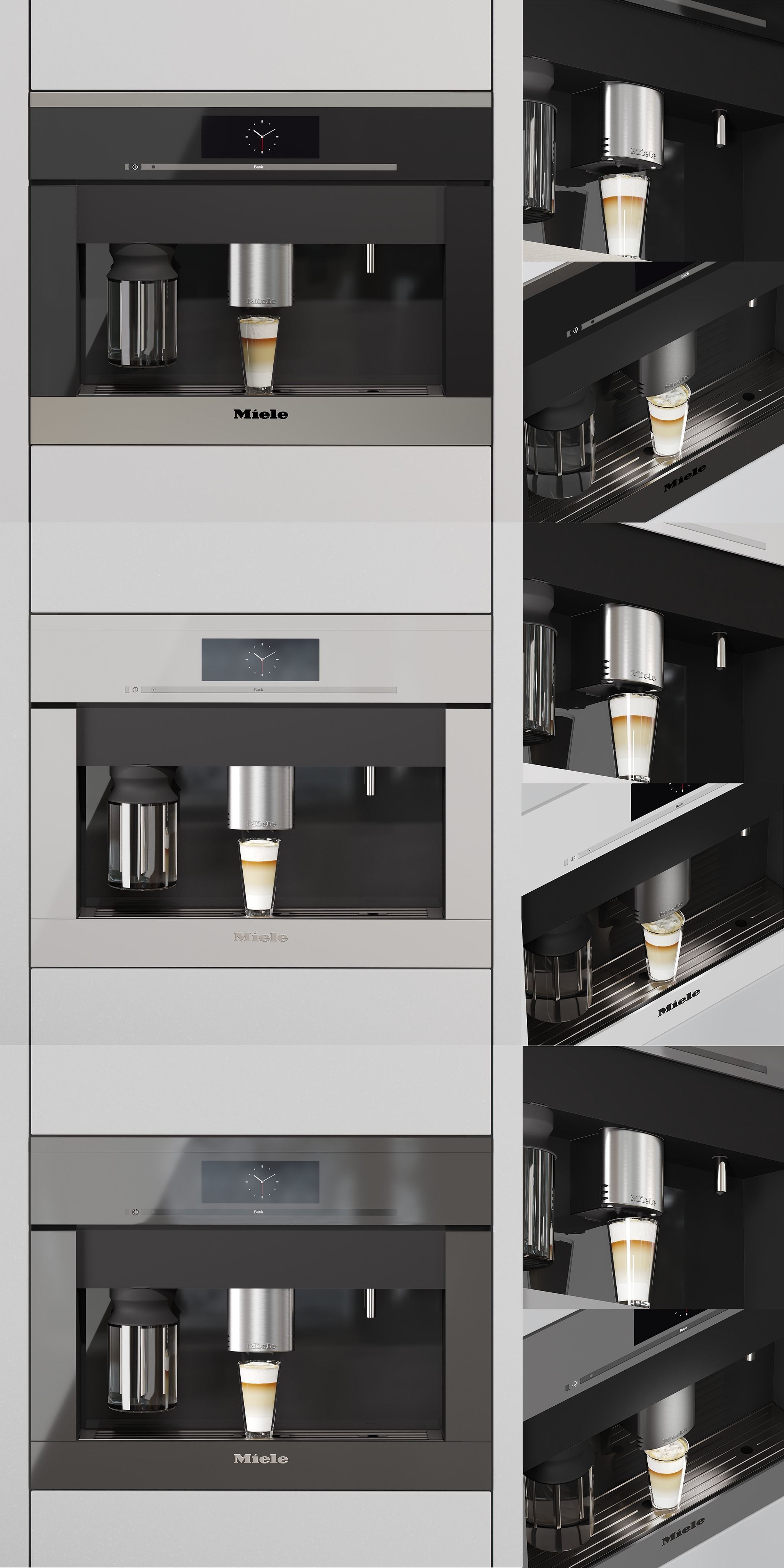 Miele Coffee Maker with a glass of Cappuccino 3D model_4