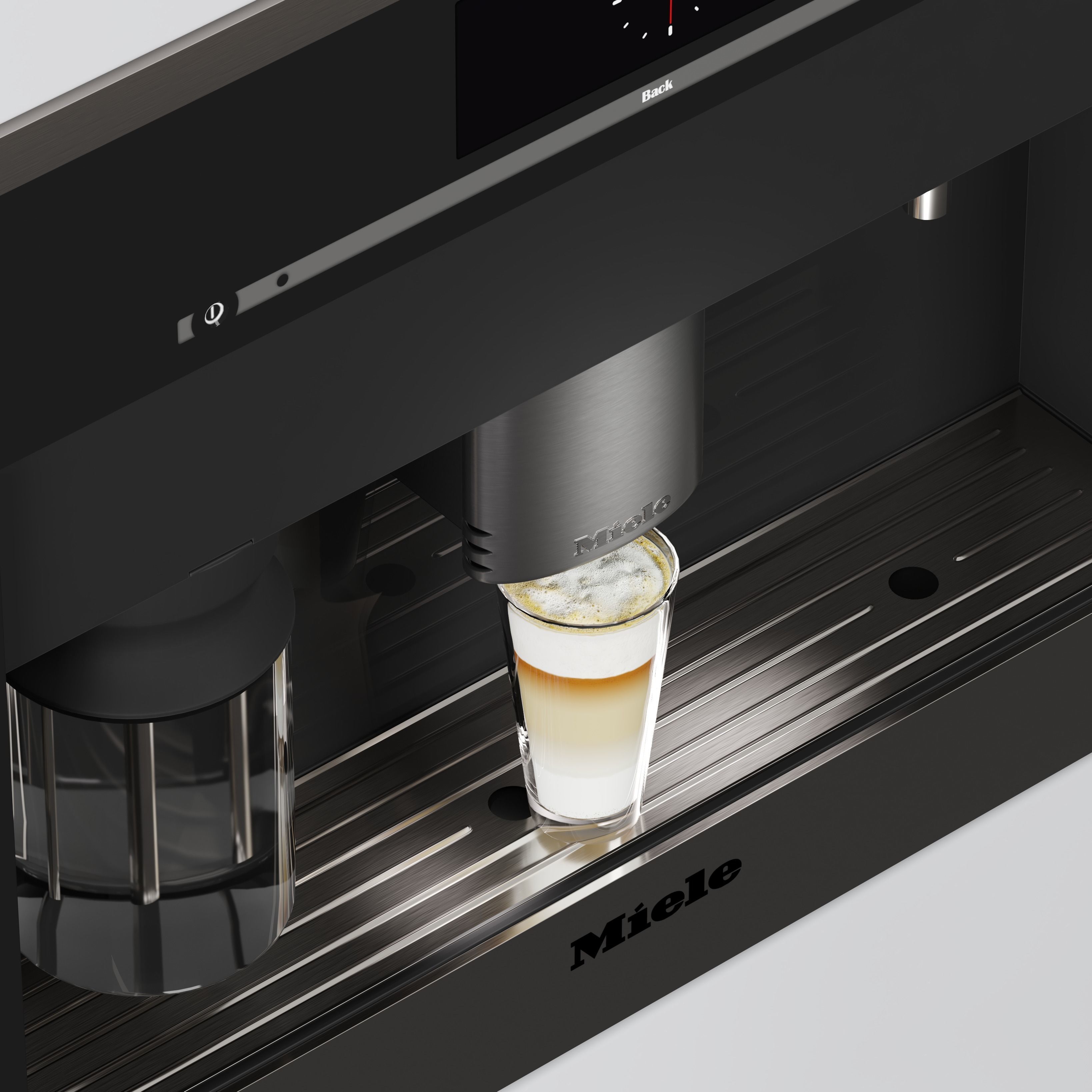 Miele Coffee Maker with a glass of Cappuccino 3D model_2