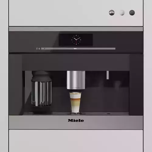 Miele Coffee Maker with a glass of Cappuccino 3D model