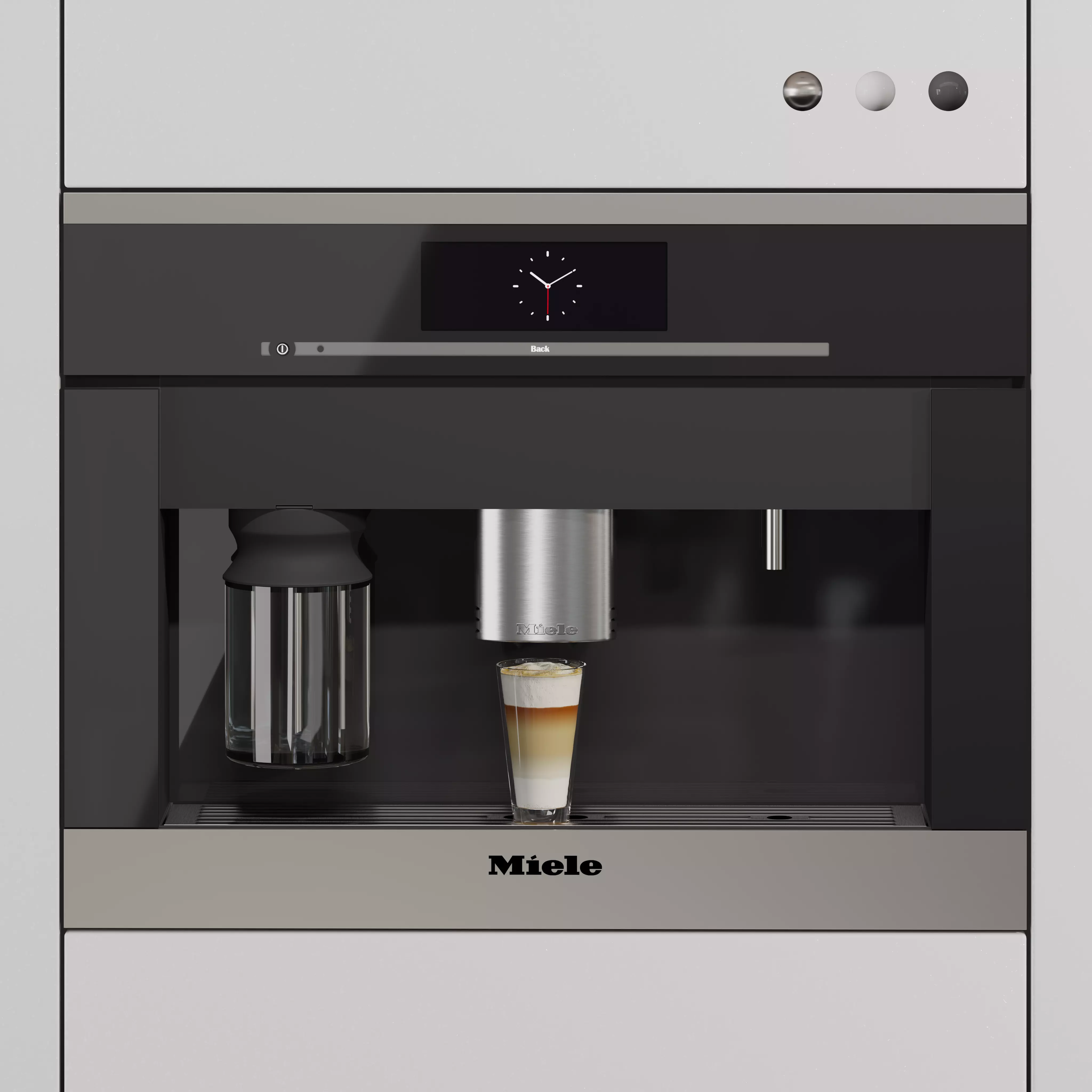 Miele Coffee Maker with a glass of Cappuccino 3D model_0