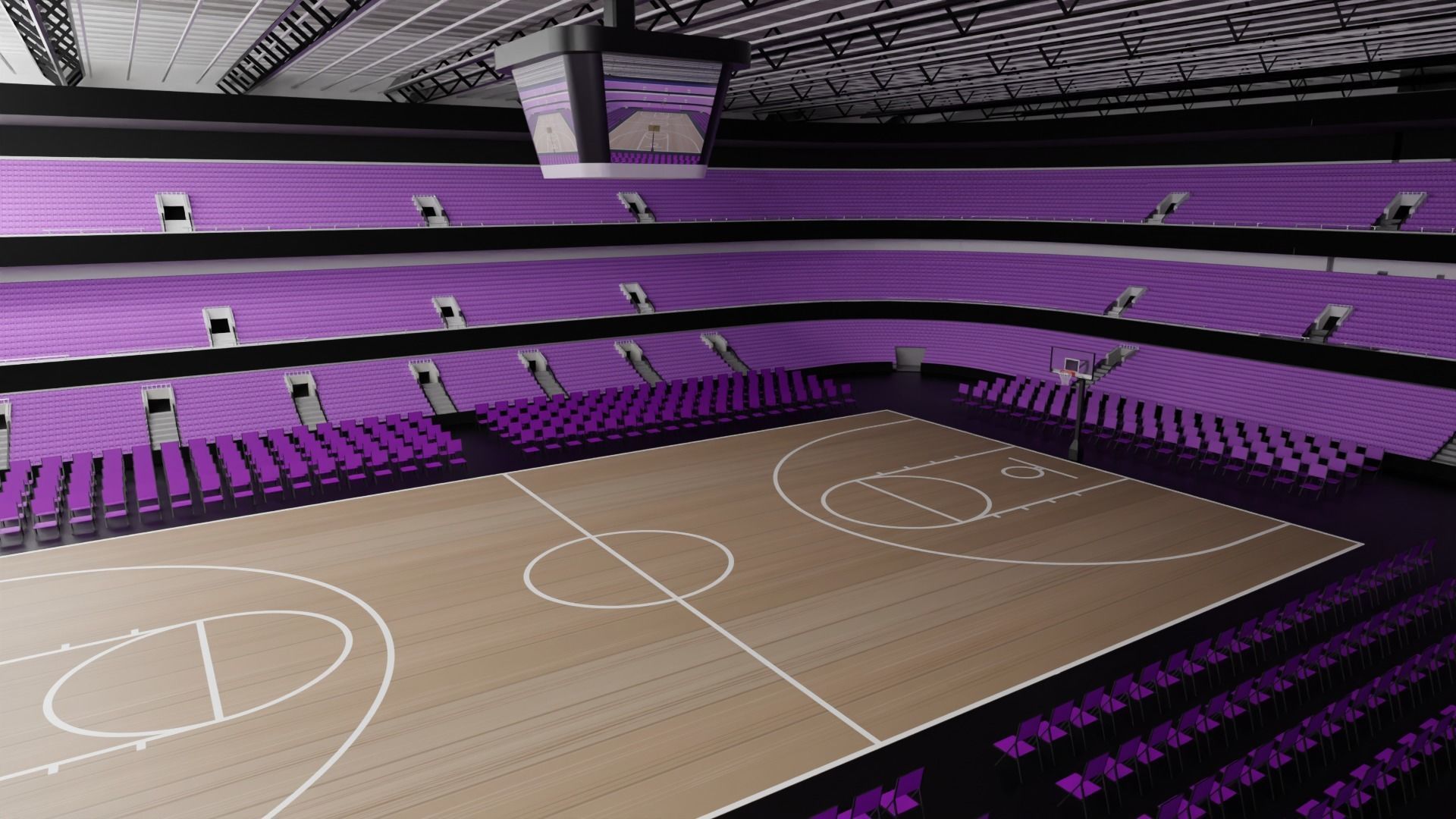 Basketball Stadium Low-poly 3D model_2