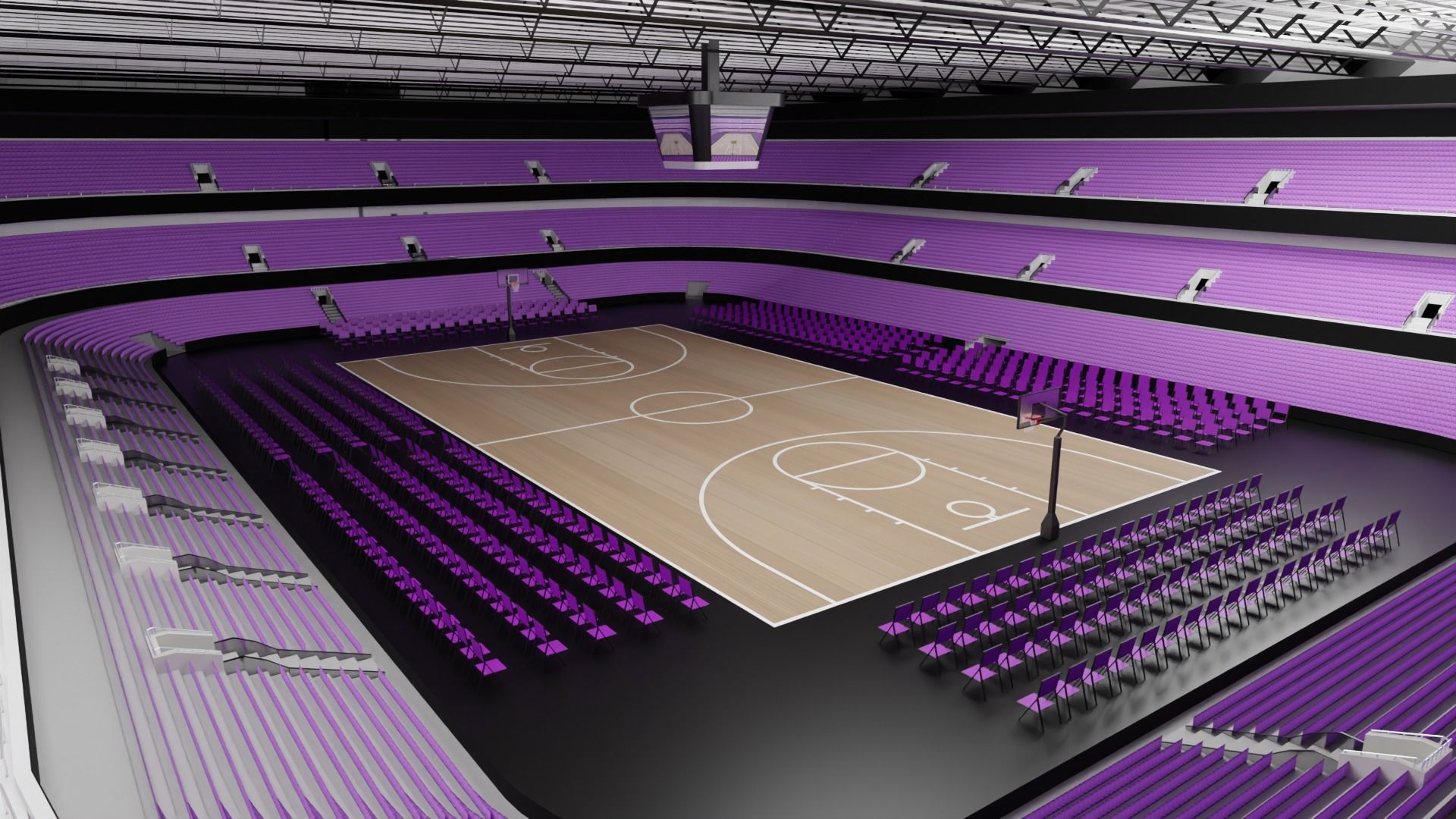 Basketball Stadium Low-poly 3D model_3