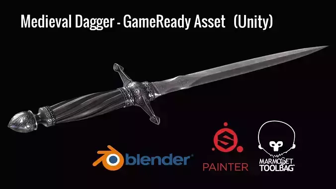 Medieval Dagger - GameReady Model - Unity Low-poly 3D model