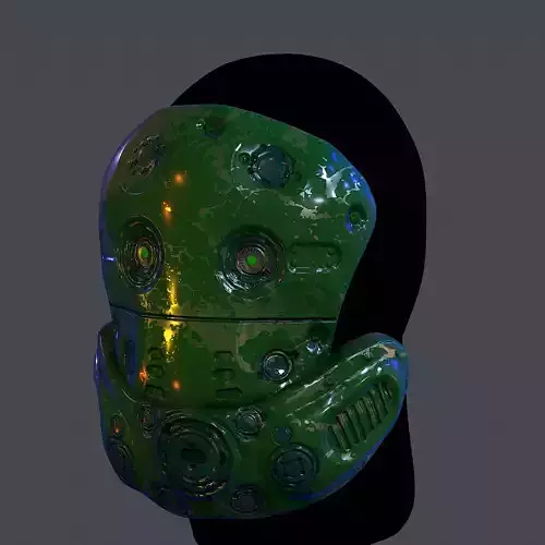Gas mask helmet scifi Low-poly character art game space 