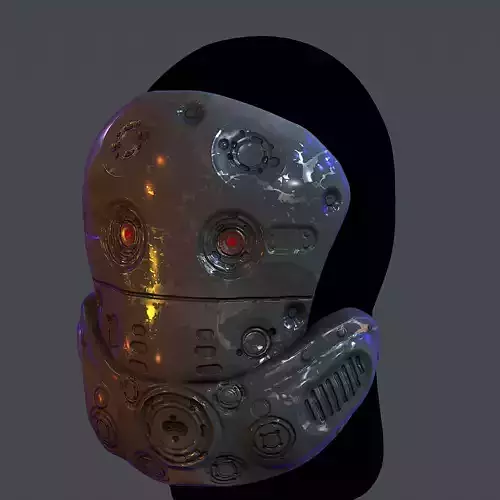 Gas mask helmet scifi Low-poly character art game space 