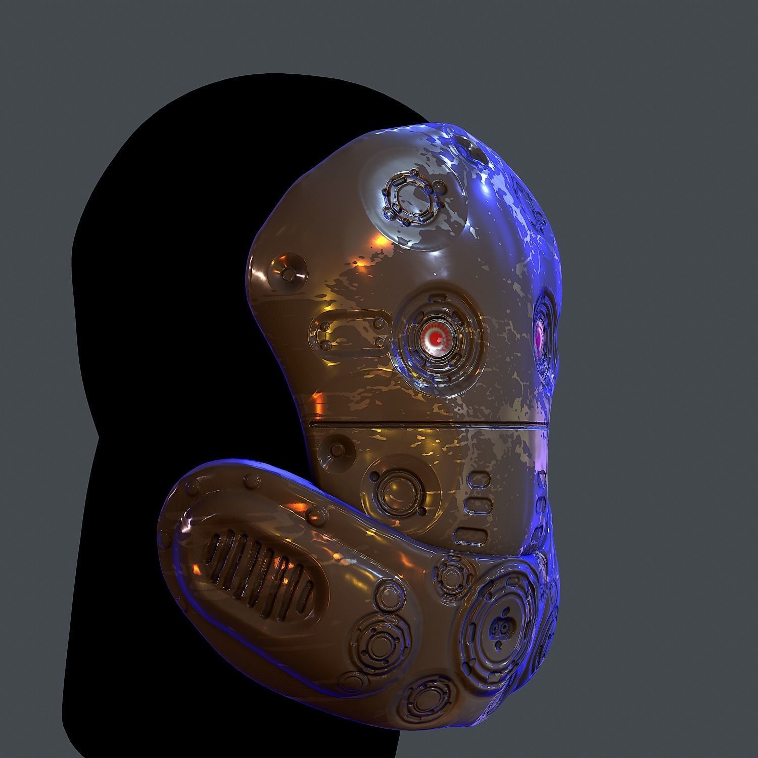 Gas mask helmet scifi Low-poly character art game space Low-poly 3D model_3
