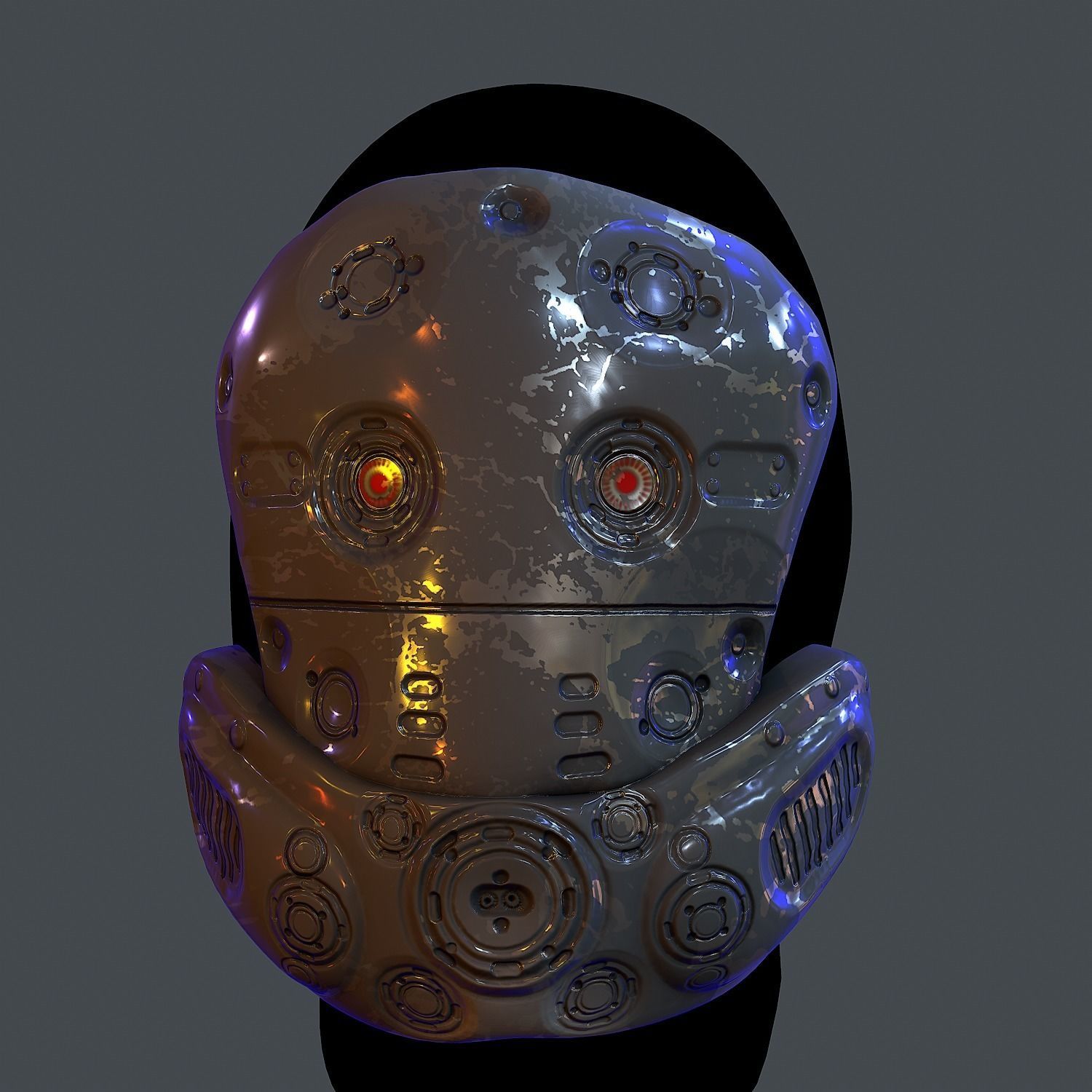 Gas mask helmet scifi Low-poly character art game space Low-poly 3D model_1