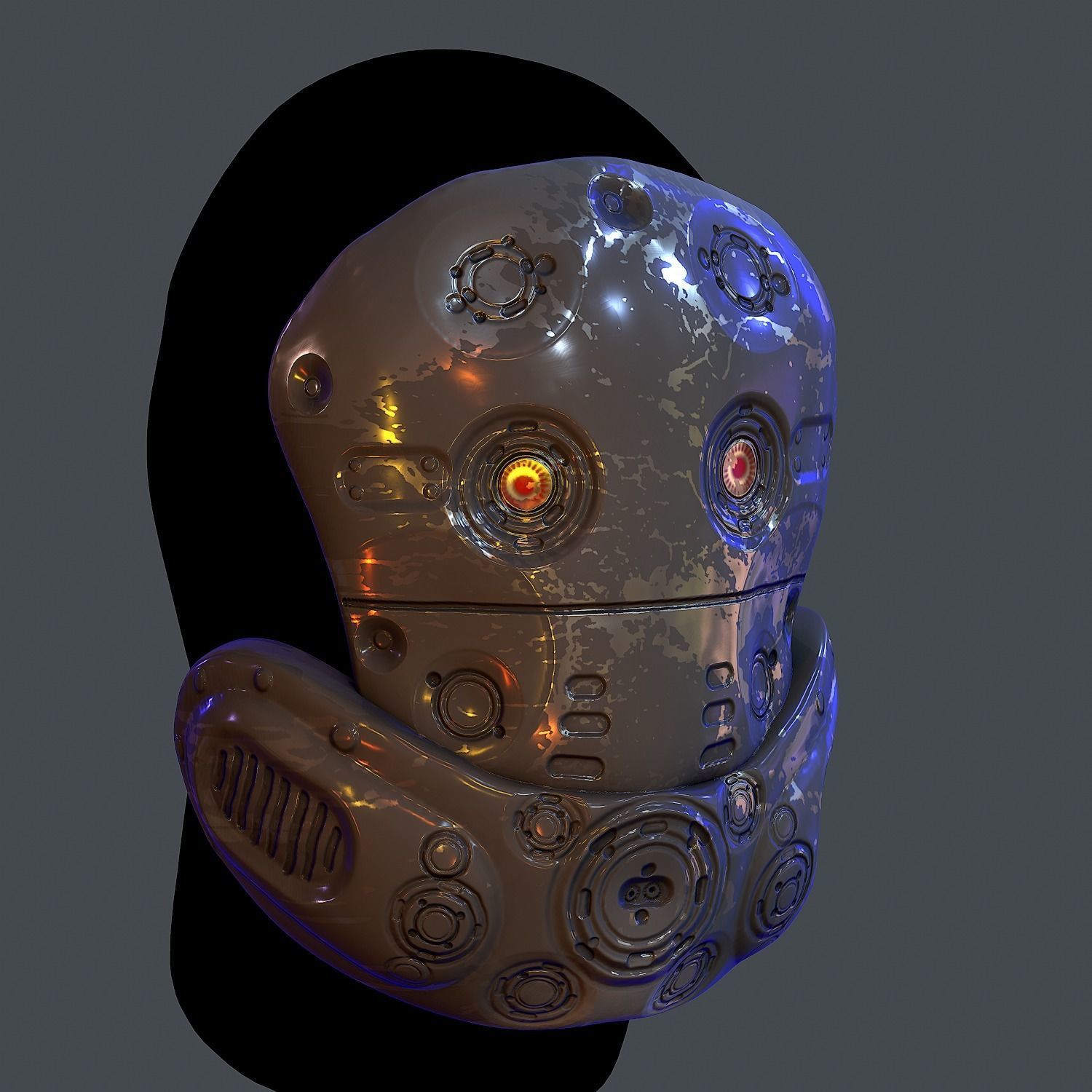 Gas mask helmet scifi Low-poly character art game space Low-poly 3D model_2