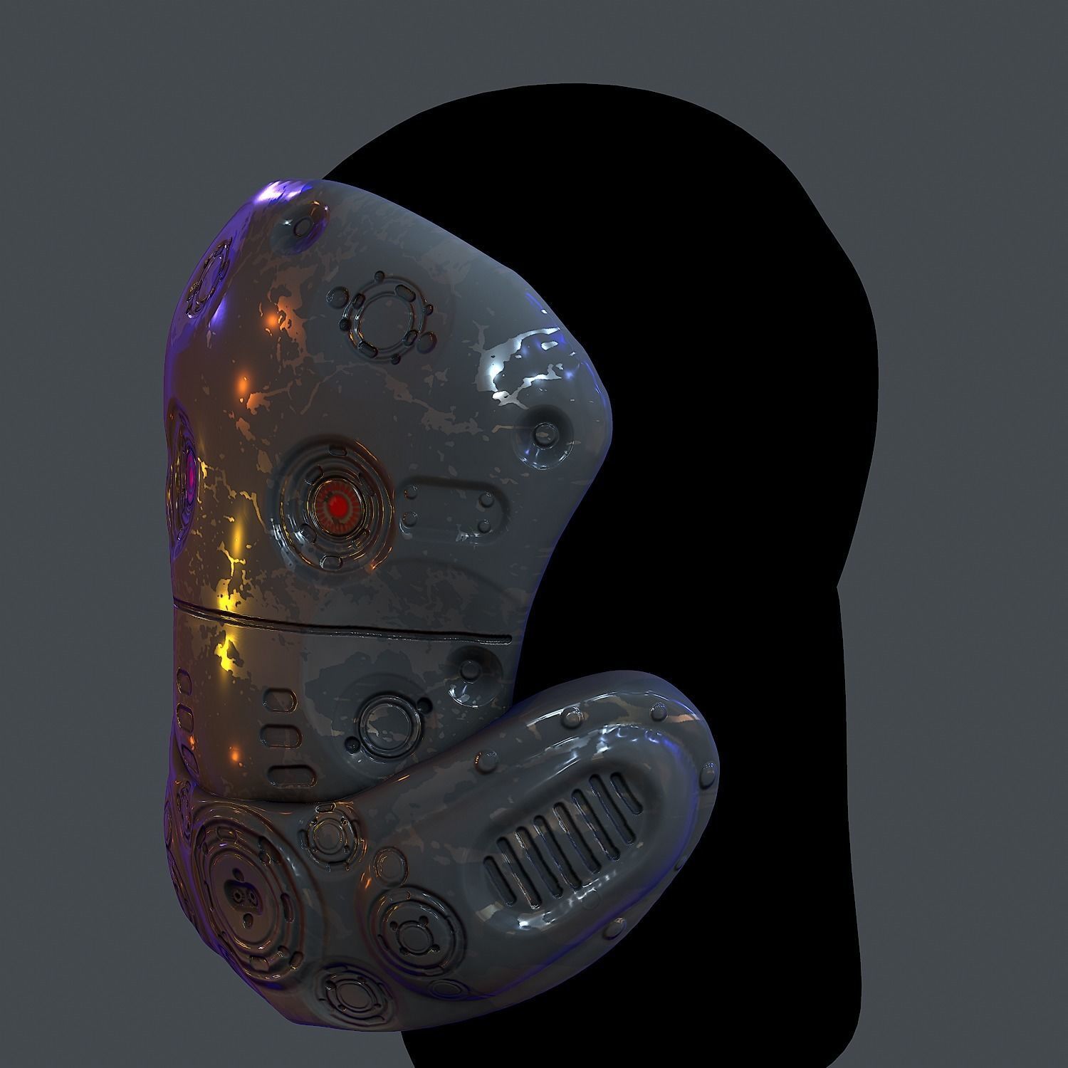 Gas mask helmet scifi Low-poly character art game space Low-poly 3D model_4