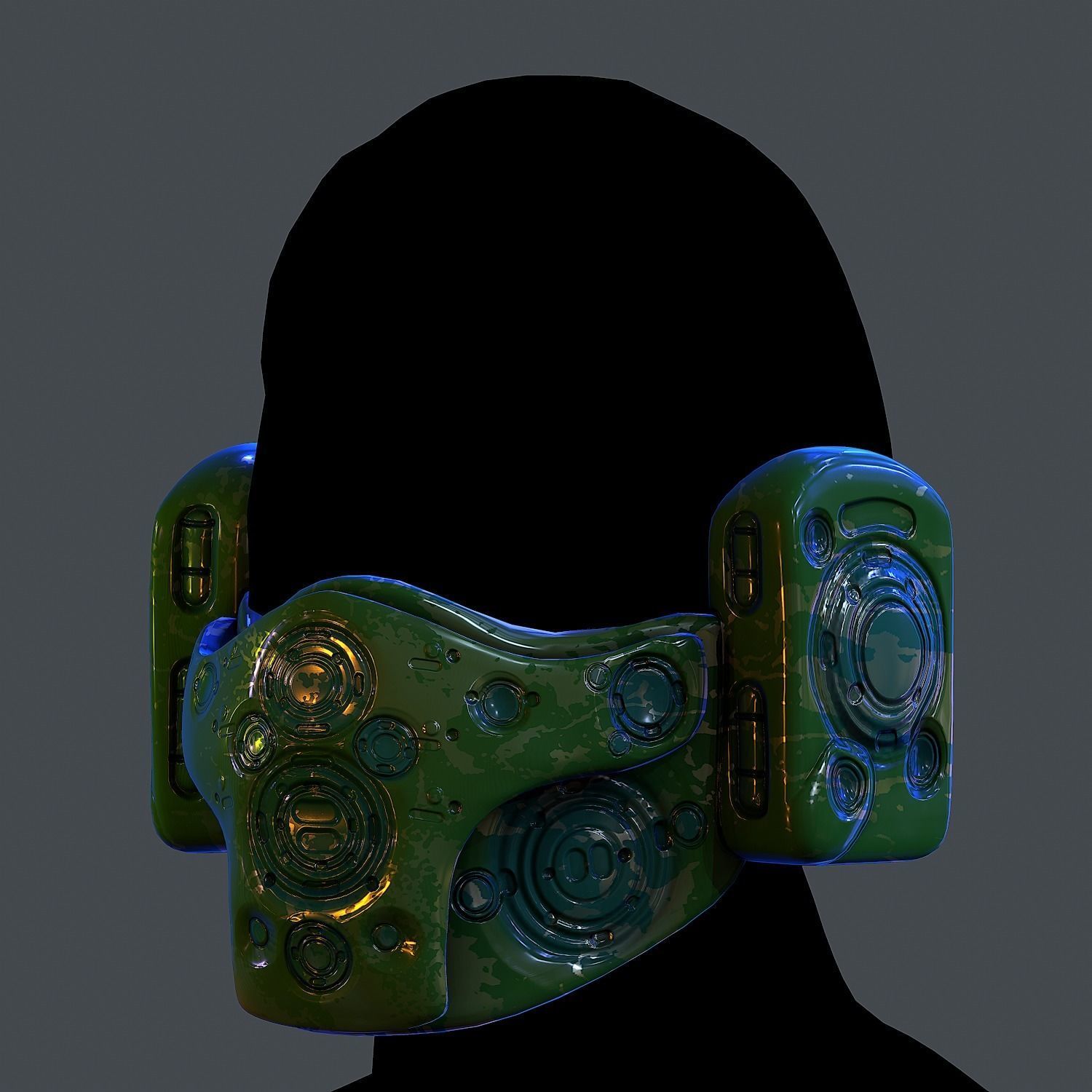 Gas mask helmet scifi Low-poly character art game space Low-poly 3D model_4