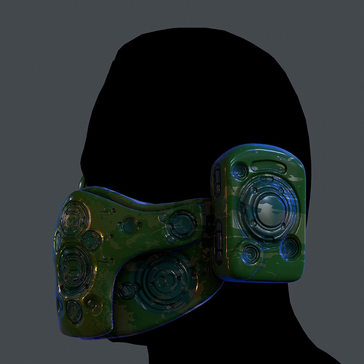 Gas mask helmet scifi Low-poly character art game space Low-poly 3D model_5