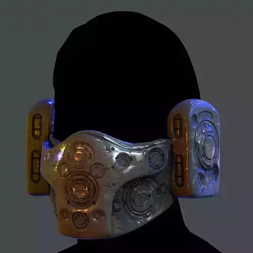 Gas mask helmet scifi Low-poly character art game space 