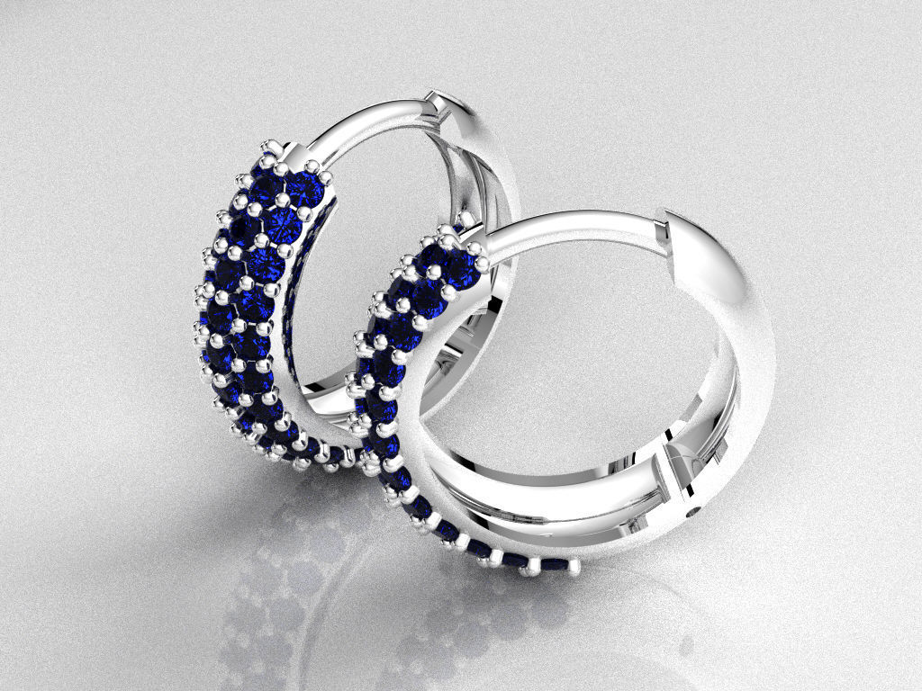 3 rows earring hoop  3D print model_3