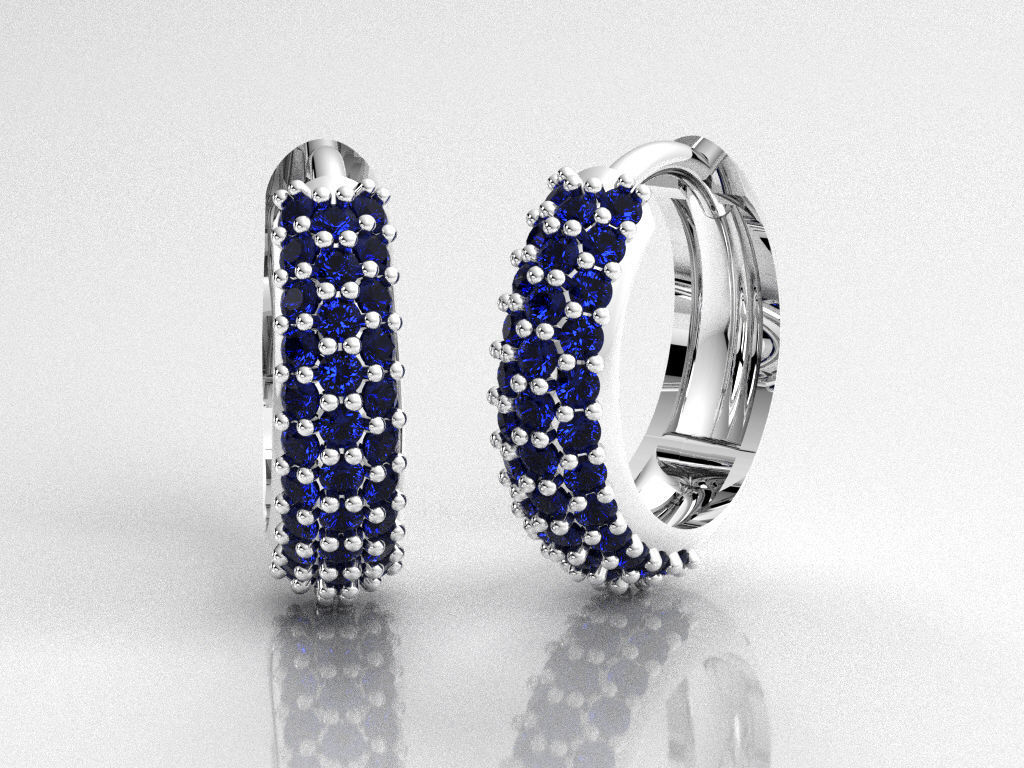 3 rows earring hoop  3D print model_2