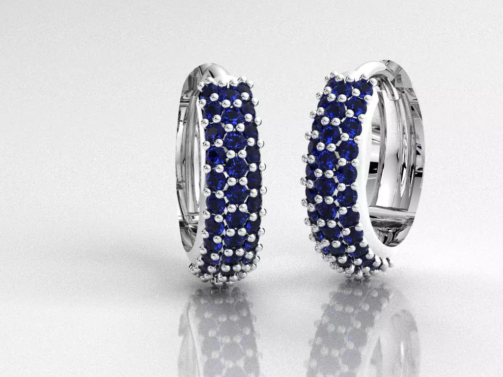 3 rows earring hoop  3D print model_0