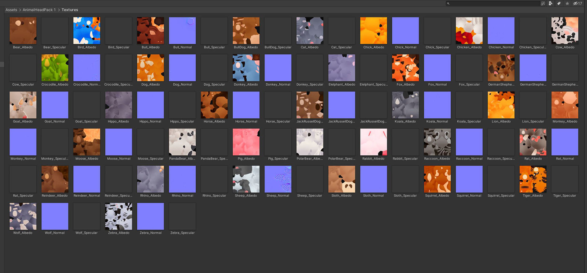 Pack001 Animal Head Pack 3D model_8