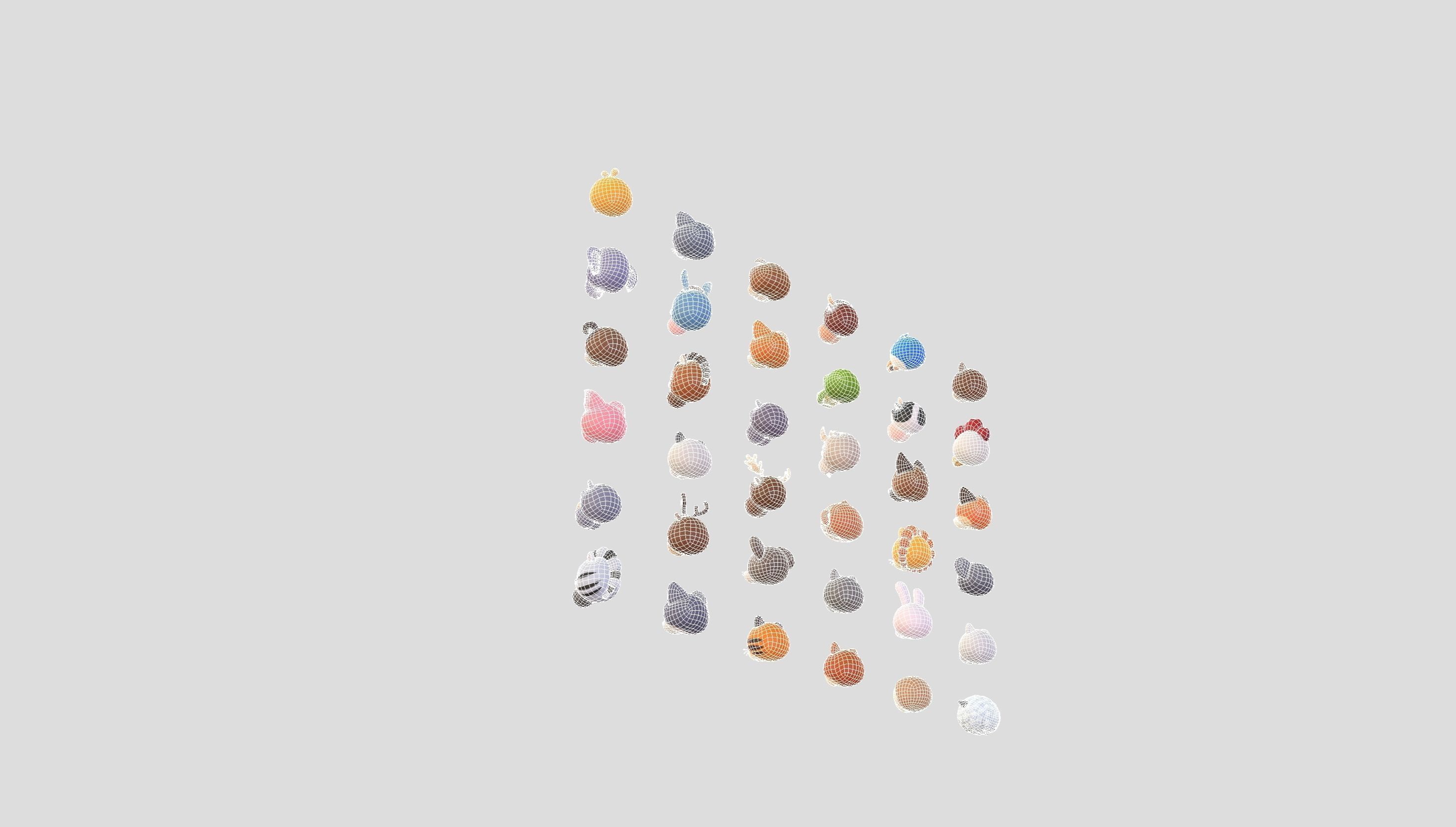 Pack001 Animal Head Pack 3D model_49