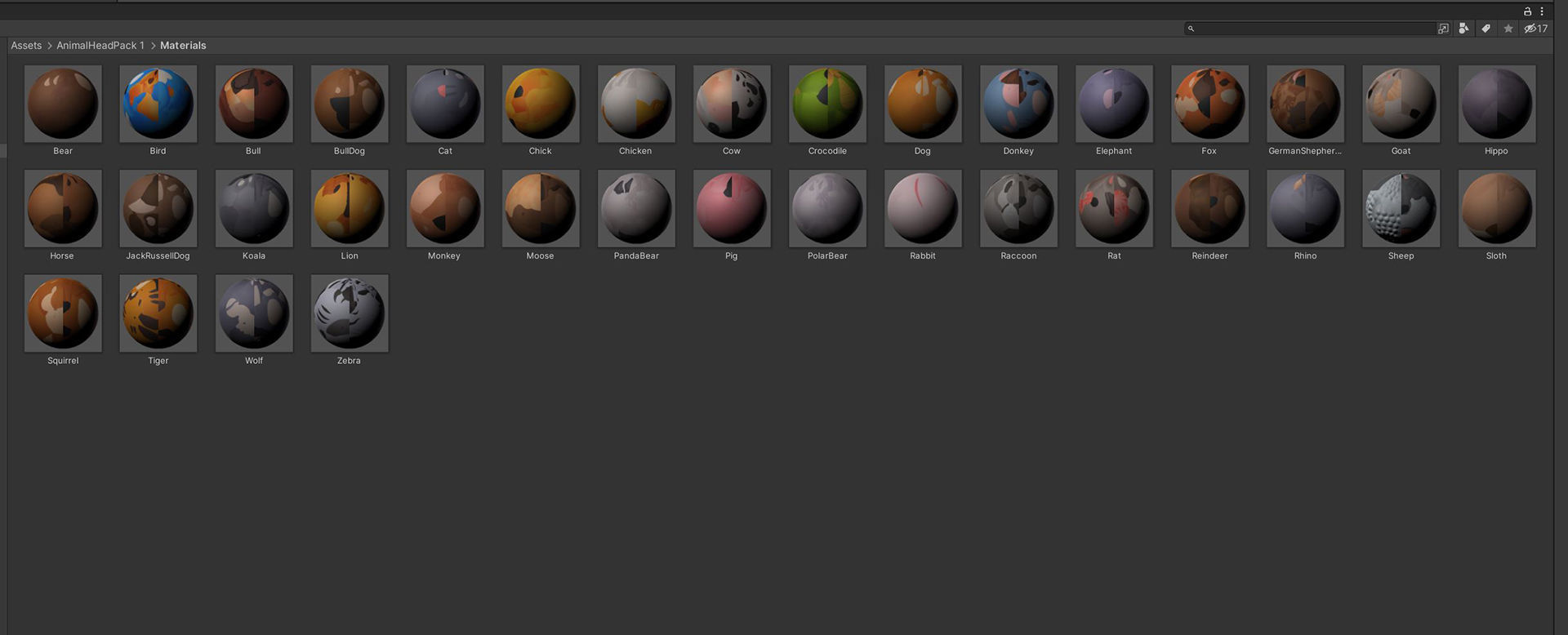 Pack001 Animal Head Pack 3D model_9