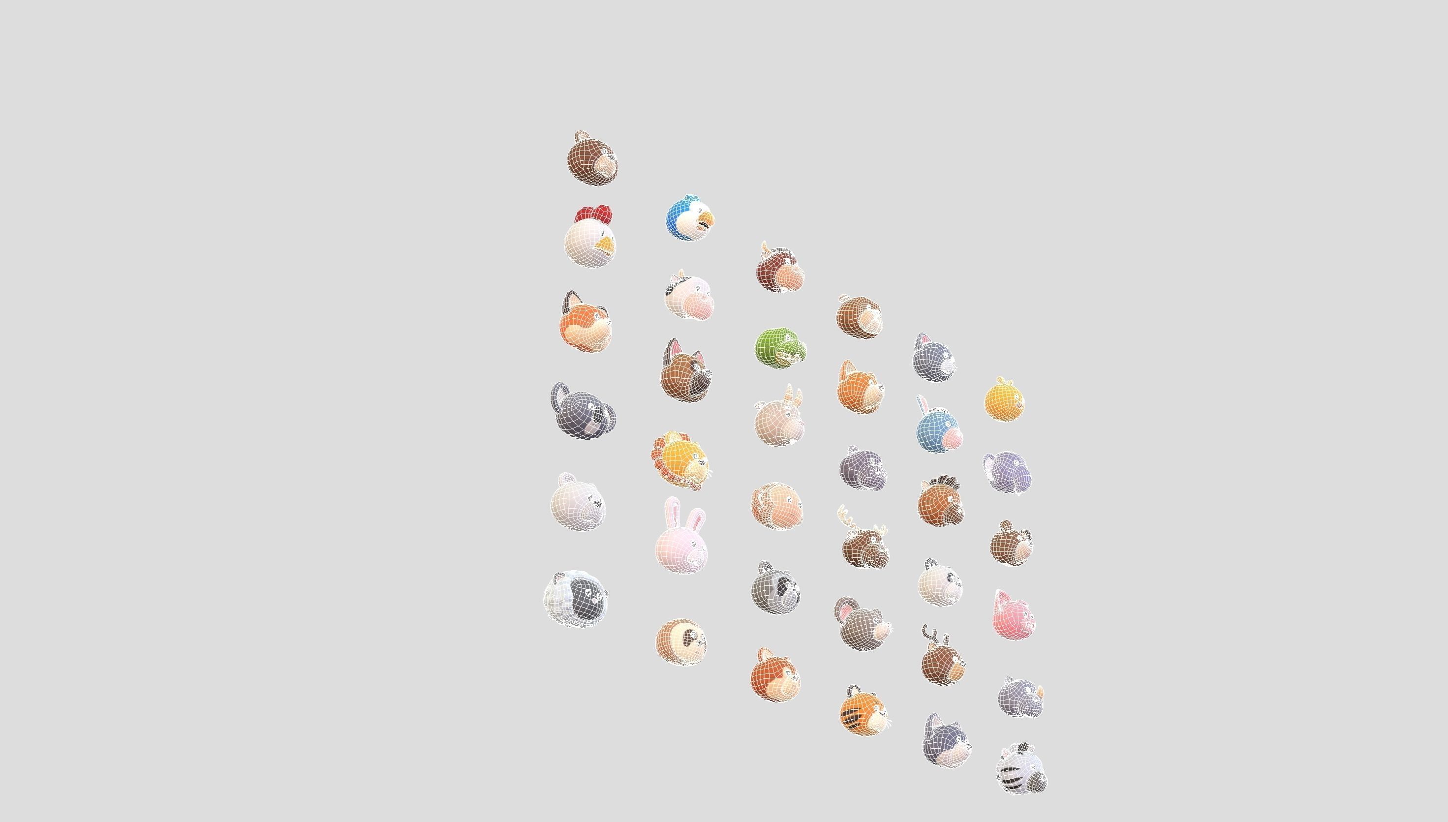 Pack001 Animal Head Pack 3D model_48