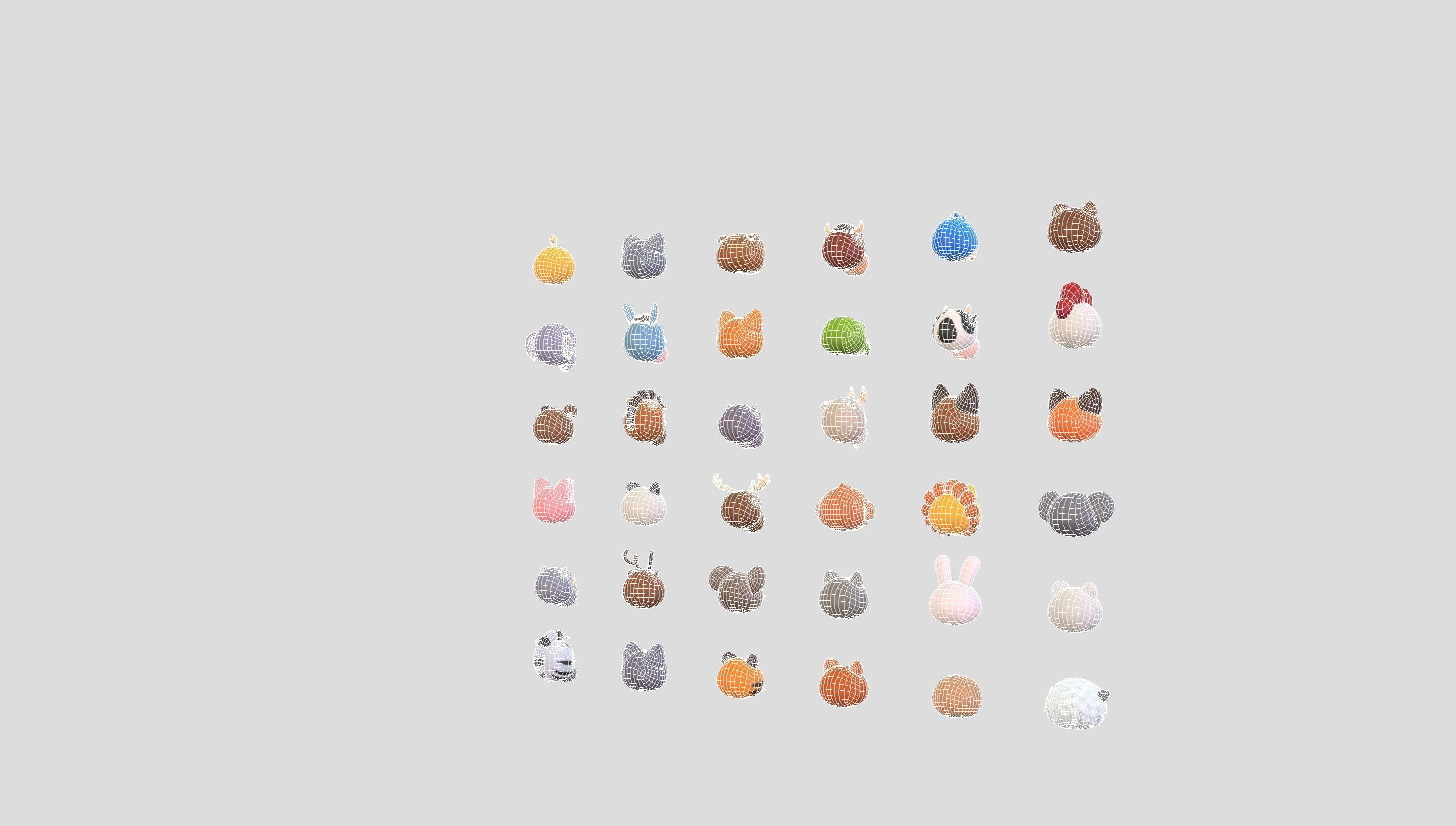 Pack001 Animal Head Pack 3D model_47