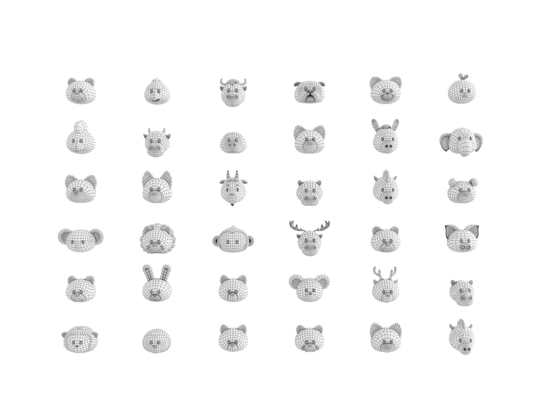 Pack001 Animal Head Pack 3D model_51