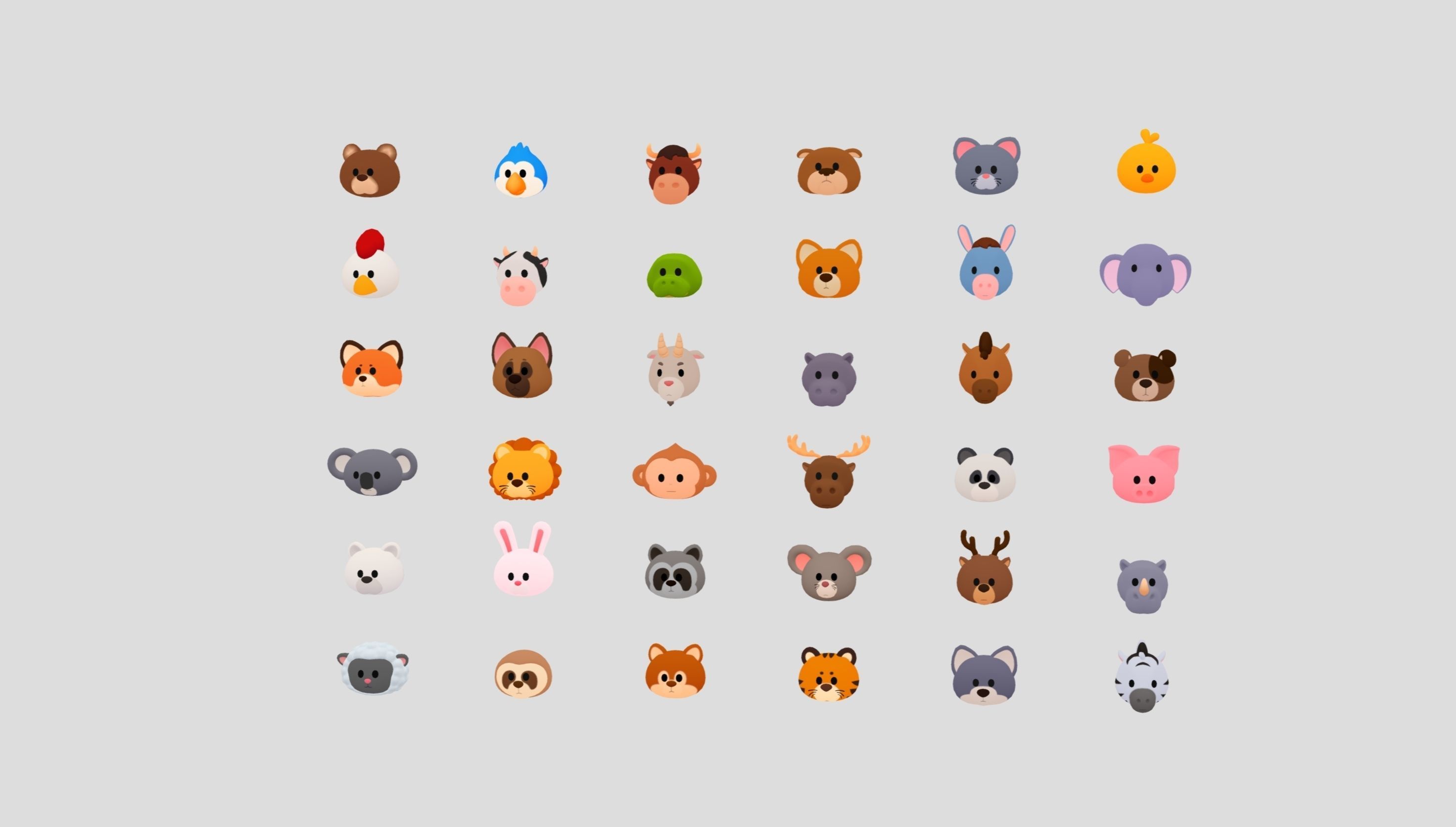 Pack001 Animal Head Pack 3D model_3