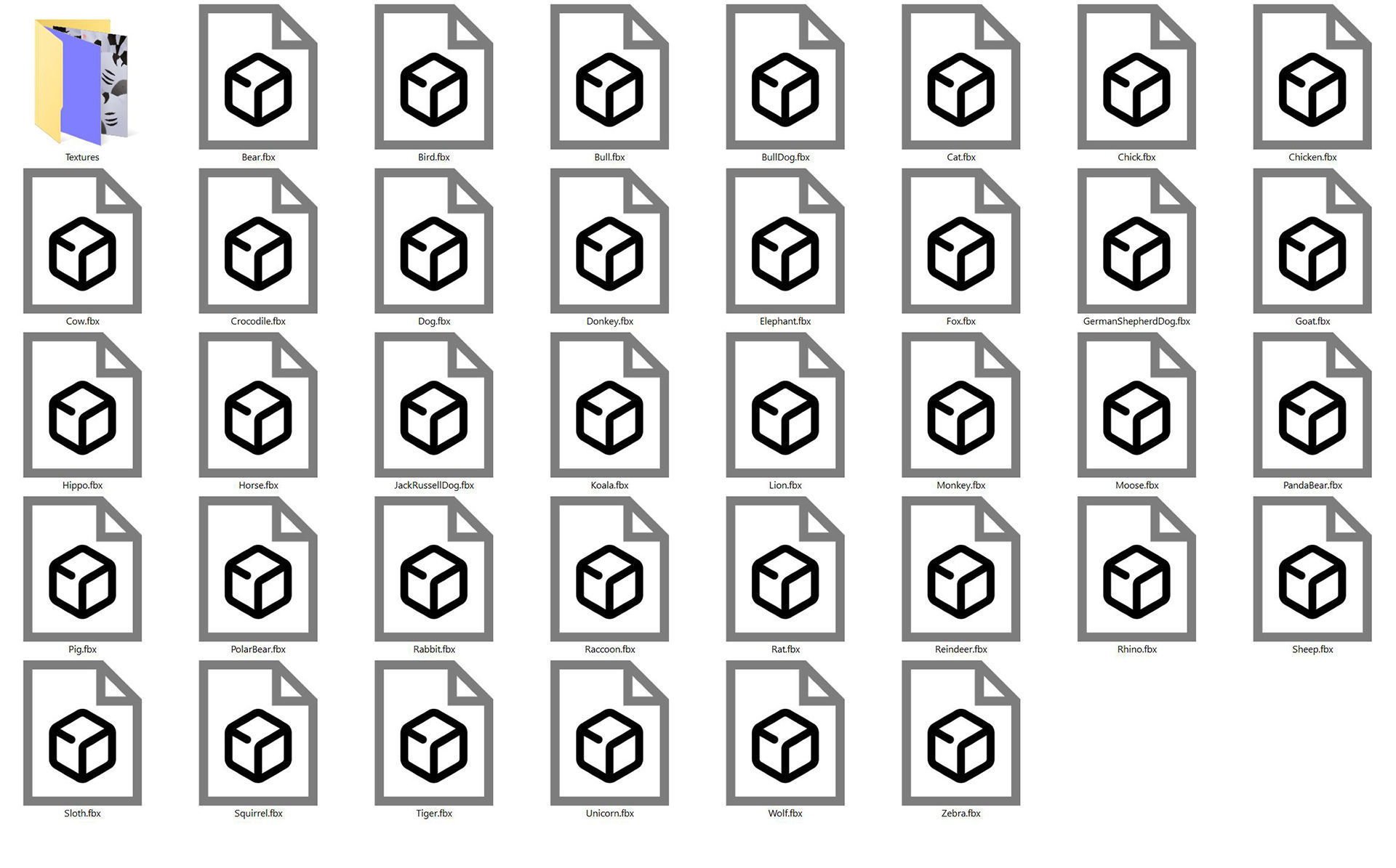 Pack001 Animal Head Pack 3D model_5