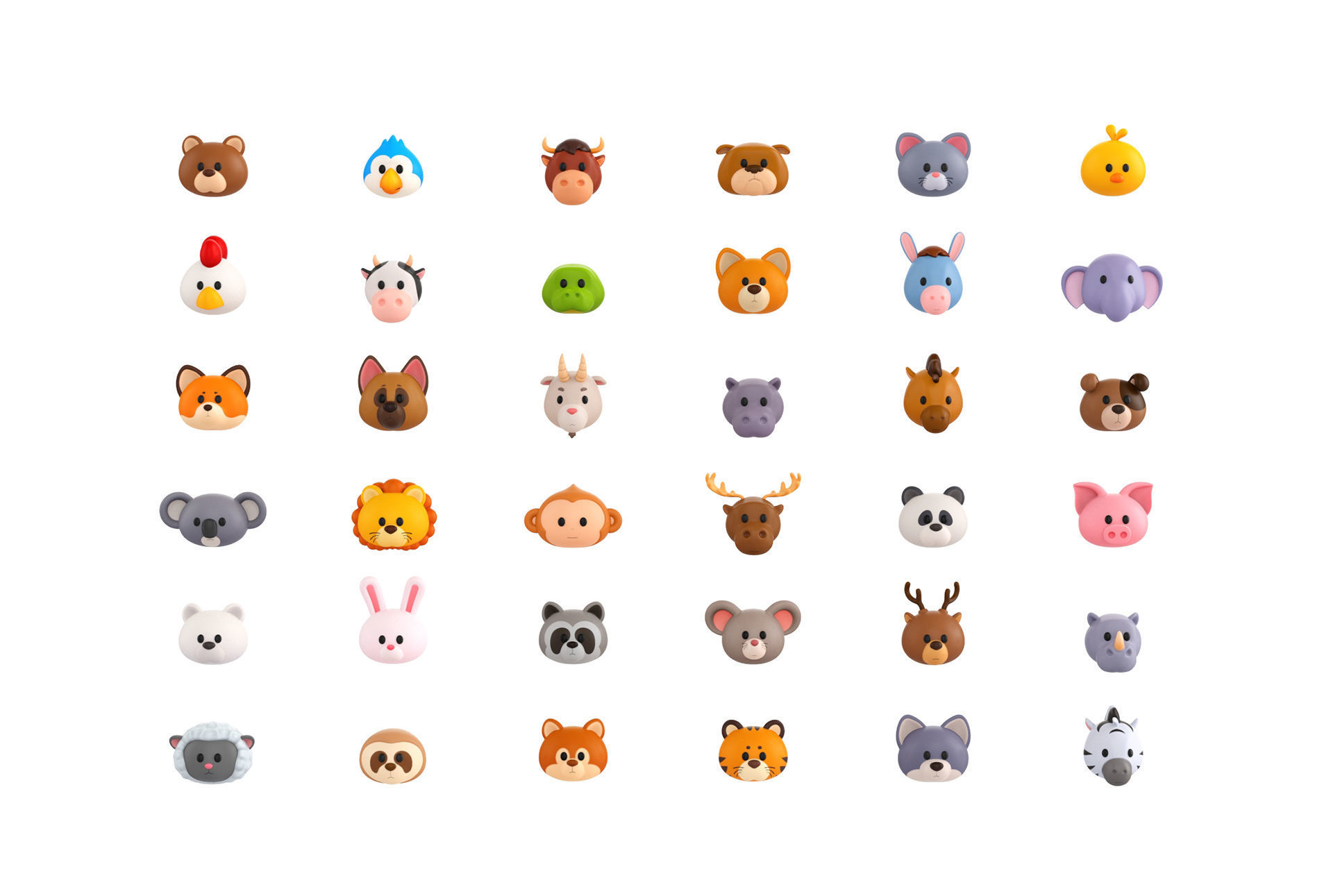 Pack001 Animal Head Pack 3D model_1