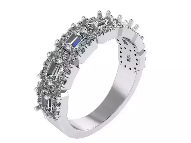 Emerald Halo Diamond Band 0810