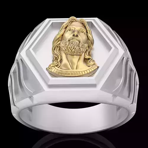 Jesus ring gold printable jewelry 3D model