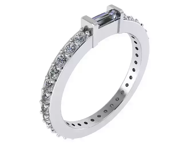 Baguette Straight Diamond Ring 0813