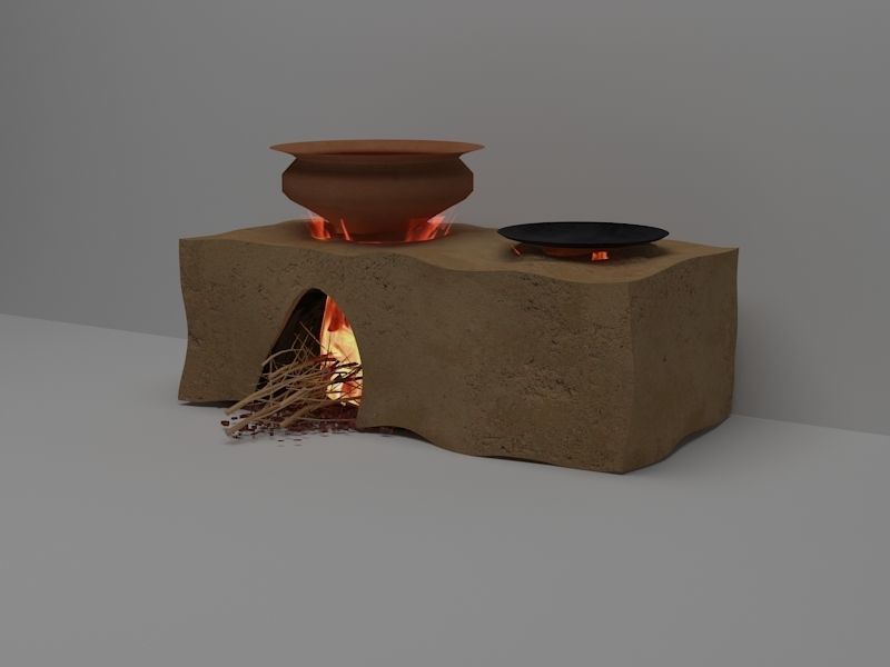 desi chulha 3D model_1