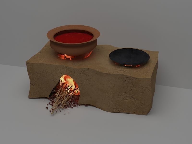 desi chulha 3D model_4