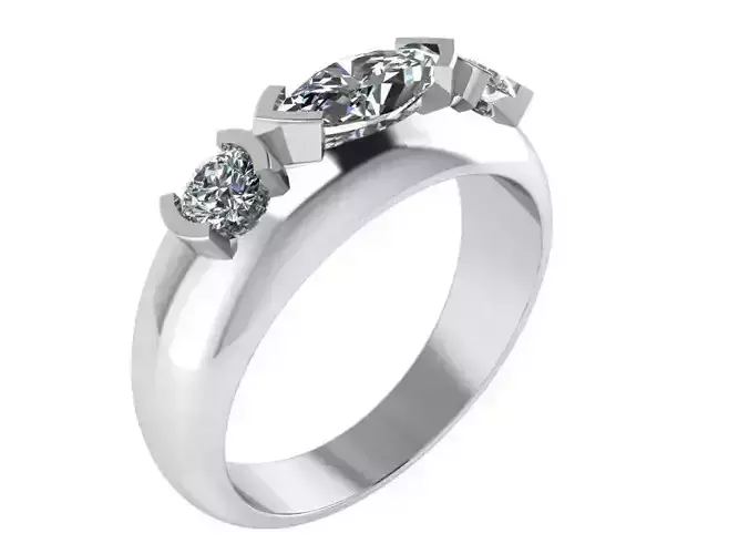 Marquise Cut Chevron Prong Ring 0824