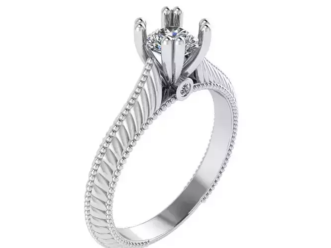 Double Prong Engraving Ring 0825