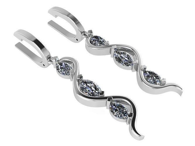 Marquise Cut Drop Earring 0826 3D print model